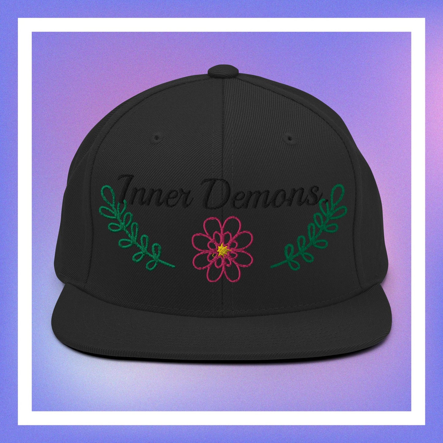 Green Flower Snapback Hat