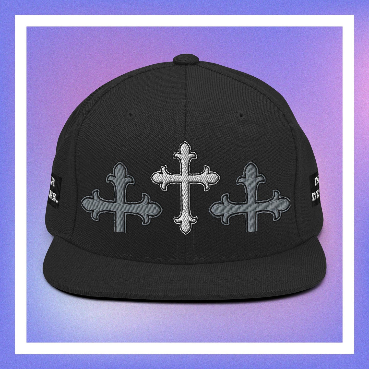 White Cross Snapback Hat