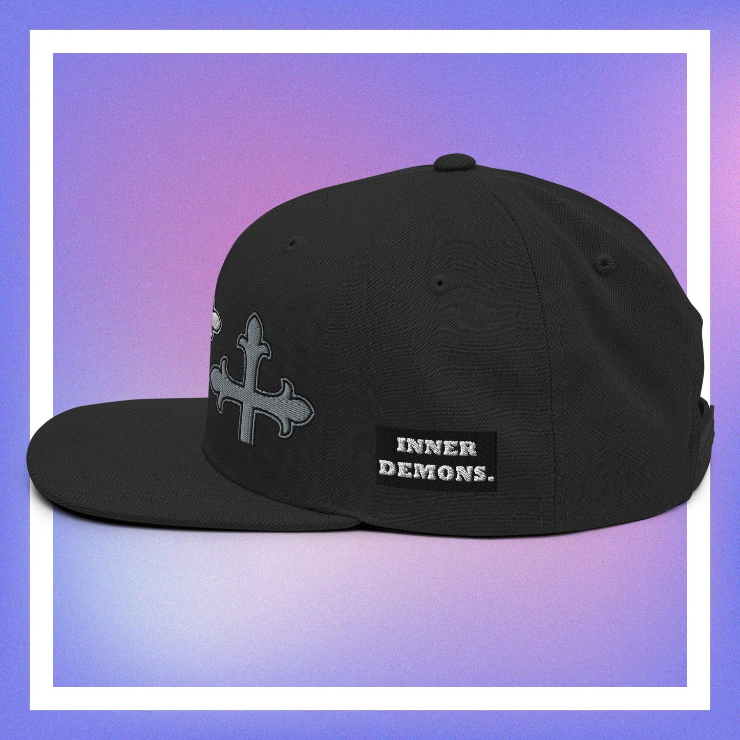 White Cross Snapback Hat