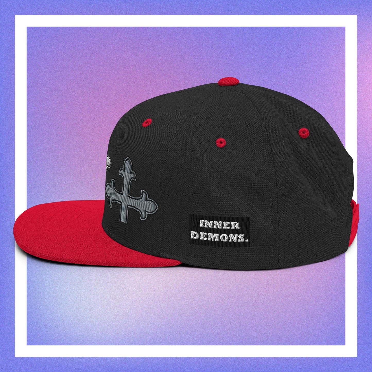 White Cross Snapback Hat