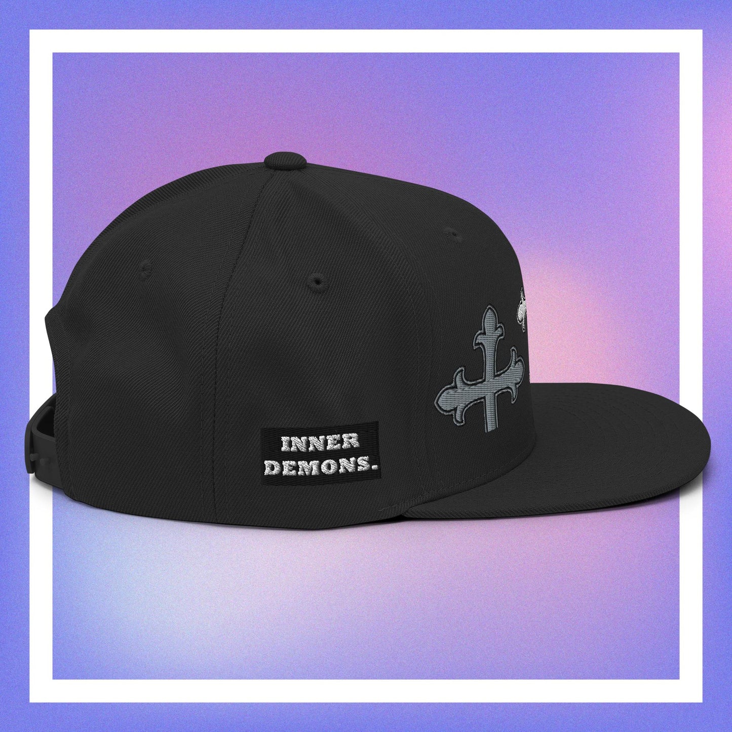 White Cross Snapback Hat