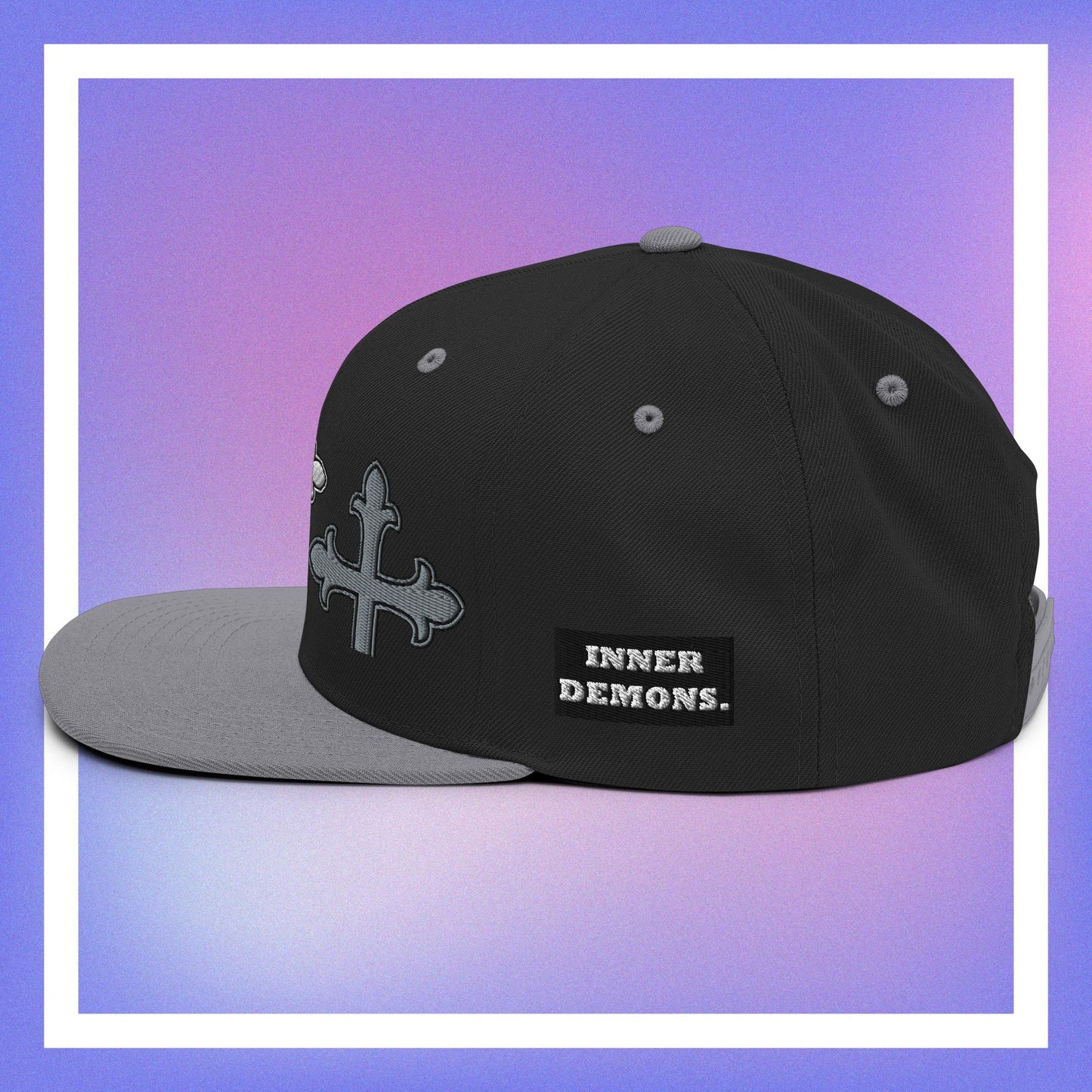 White Cross Snapback Hat