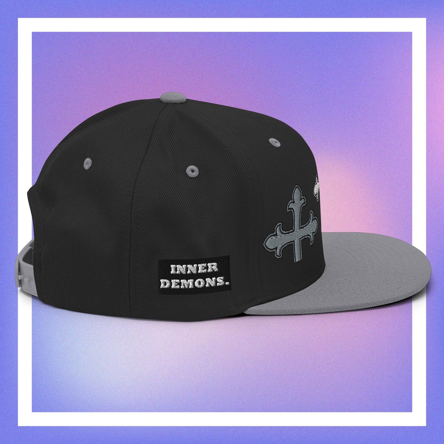 White Cross Snapback Hat