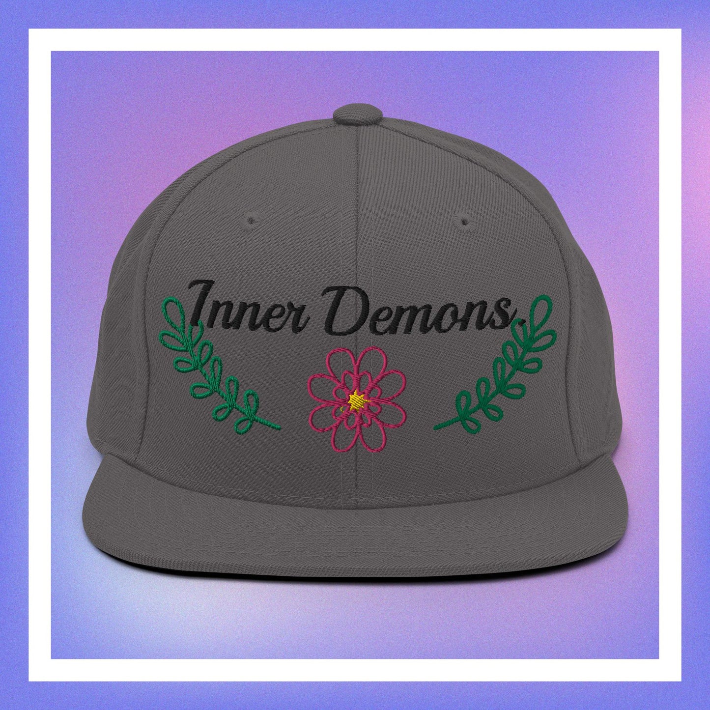 Green Flower Snapback Hat