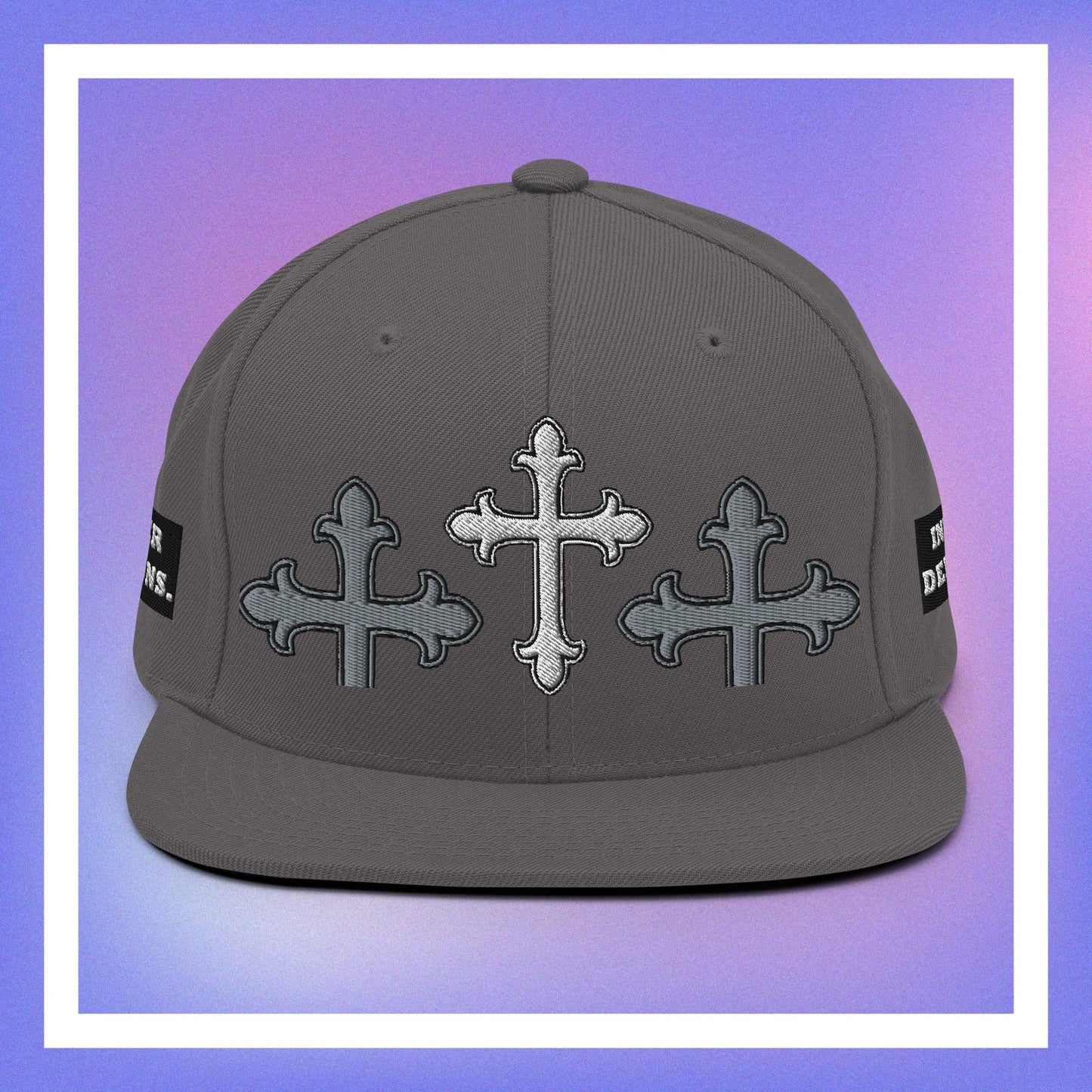 White Cross Snapback Hat