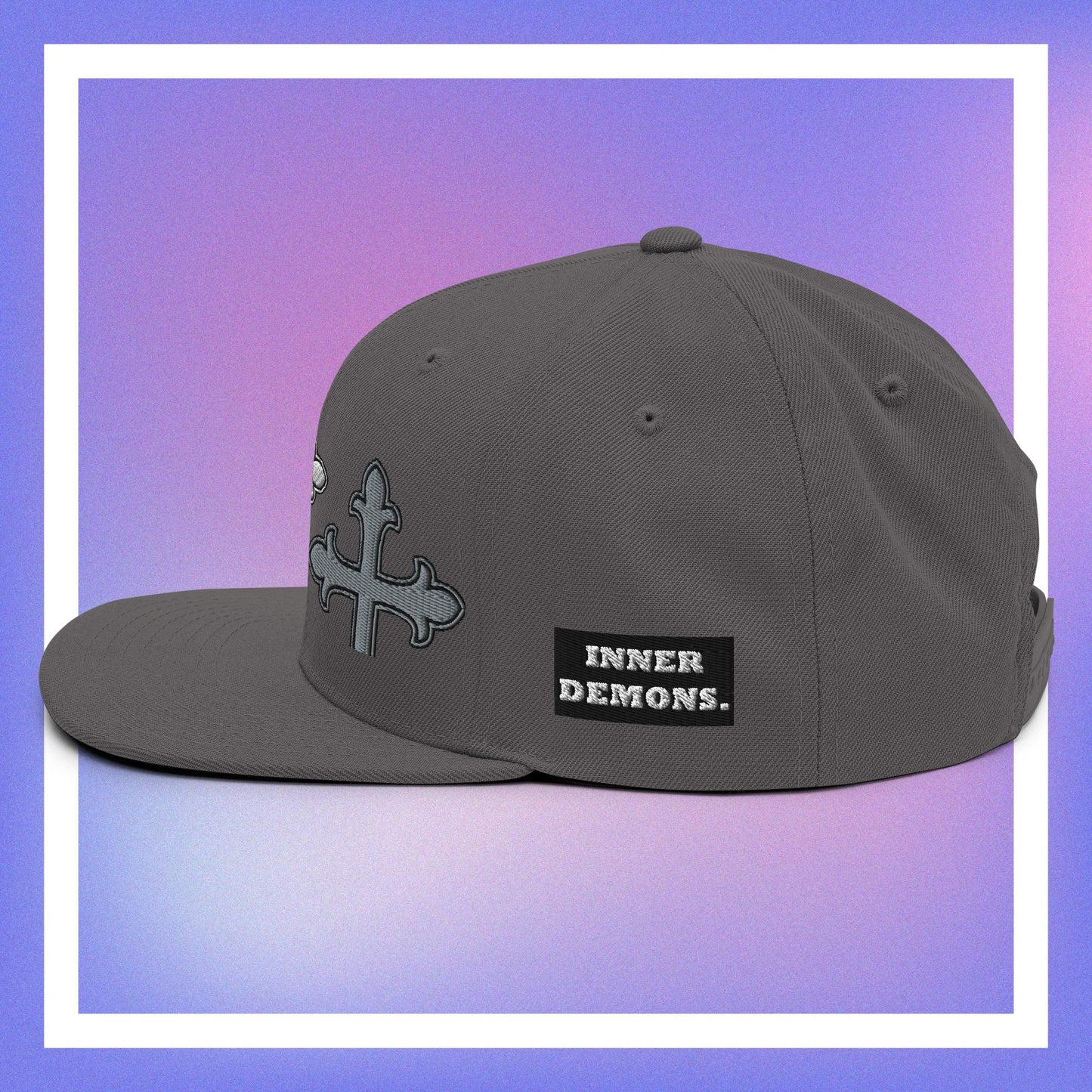 White Cross Snapback Hat