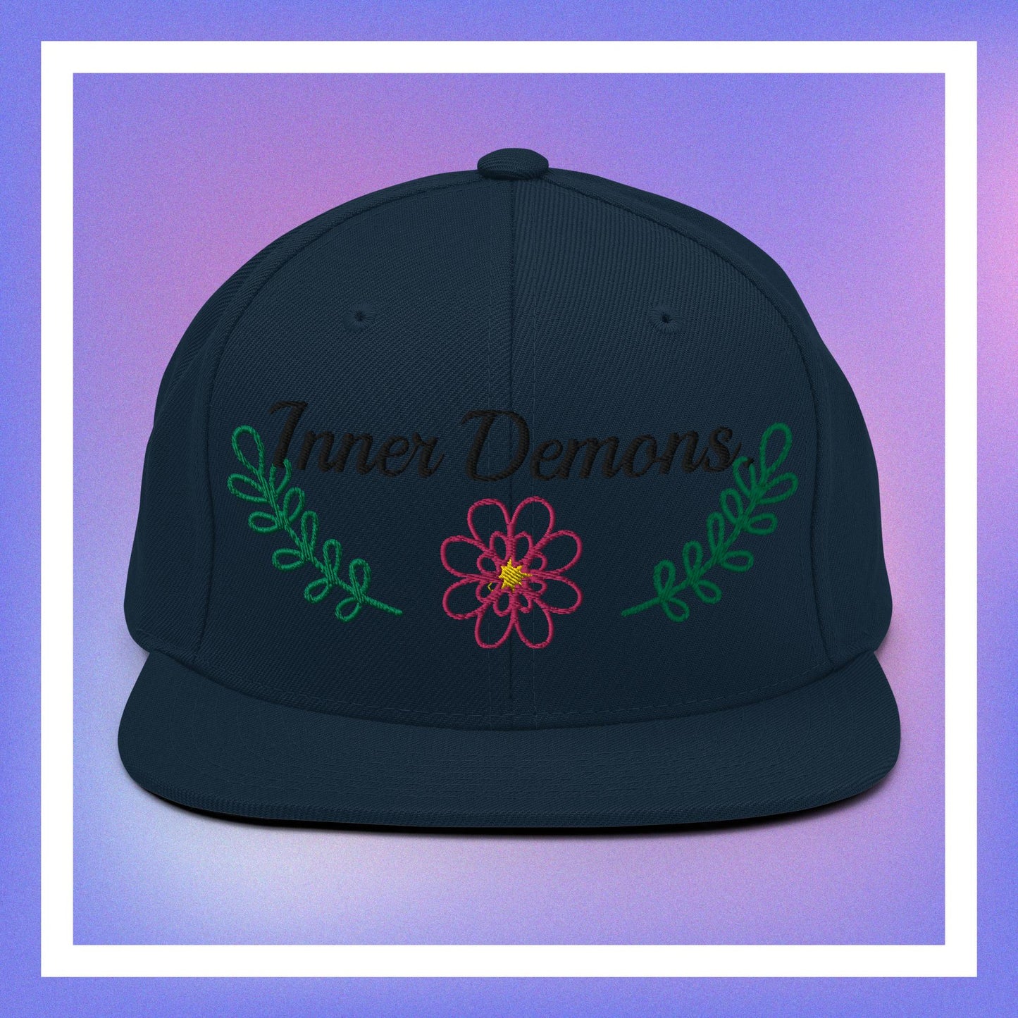 Green Flower Snapback Hat