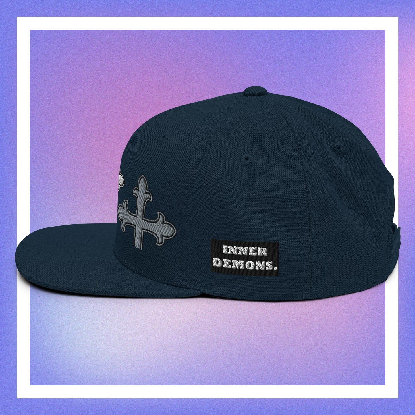 White Cross Snapback Hat