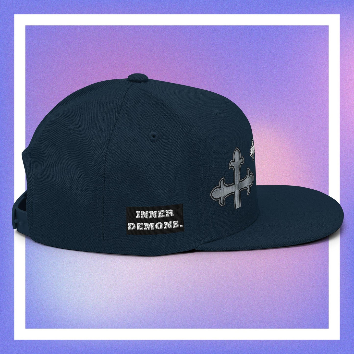 White Cross Snapback Hat