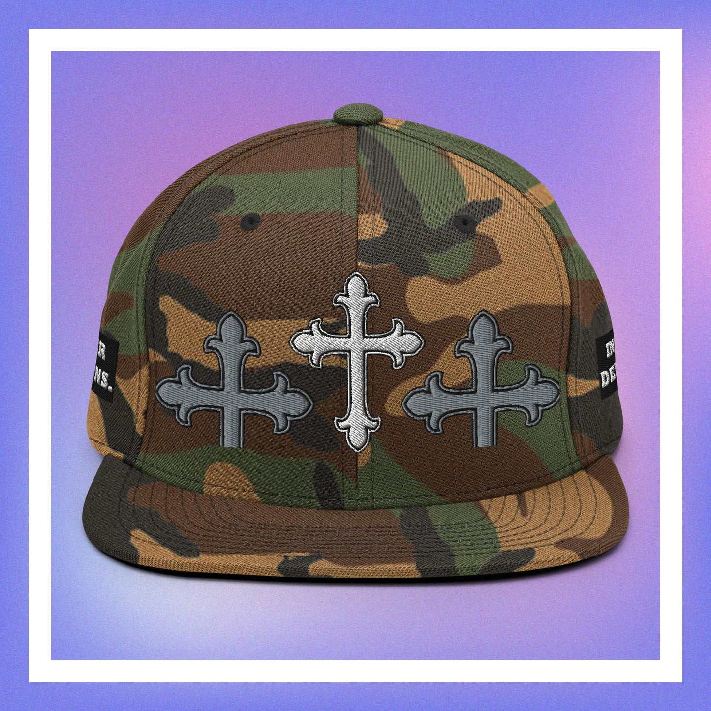 White Cross Snapback Hat