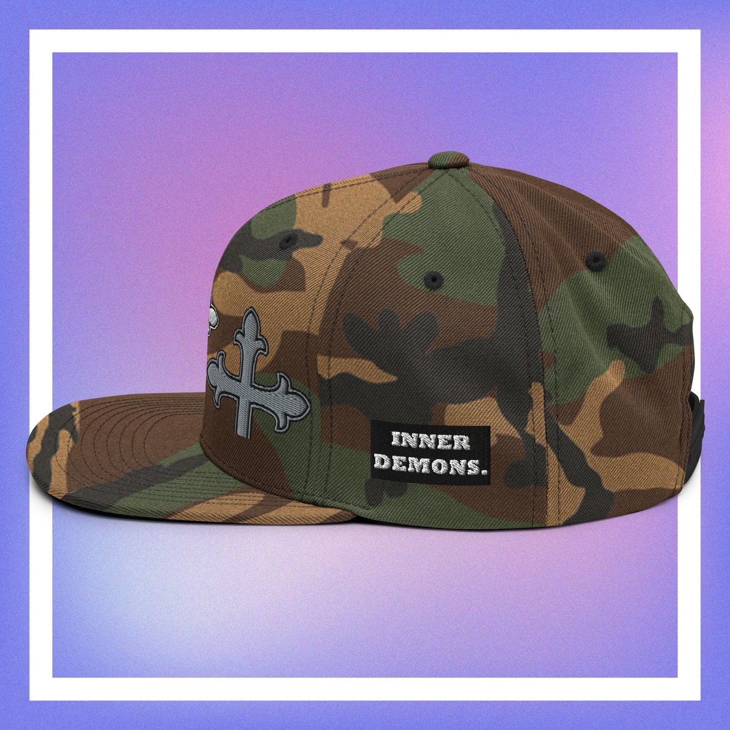 White Cross Snapback Hat