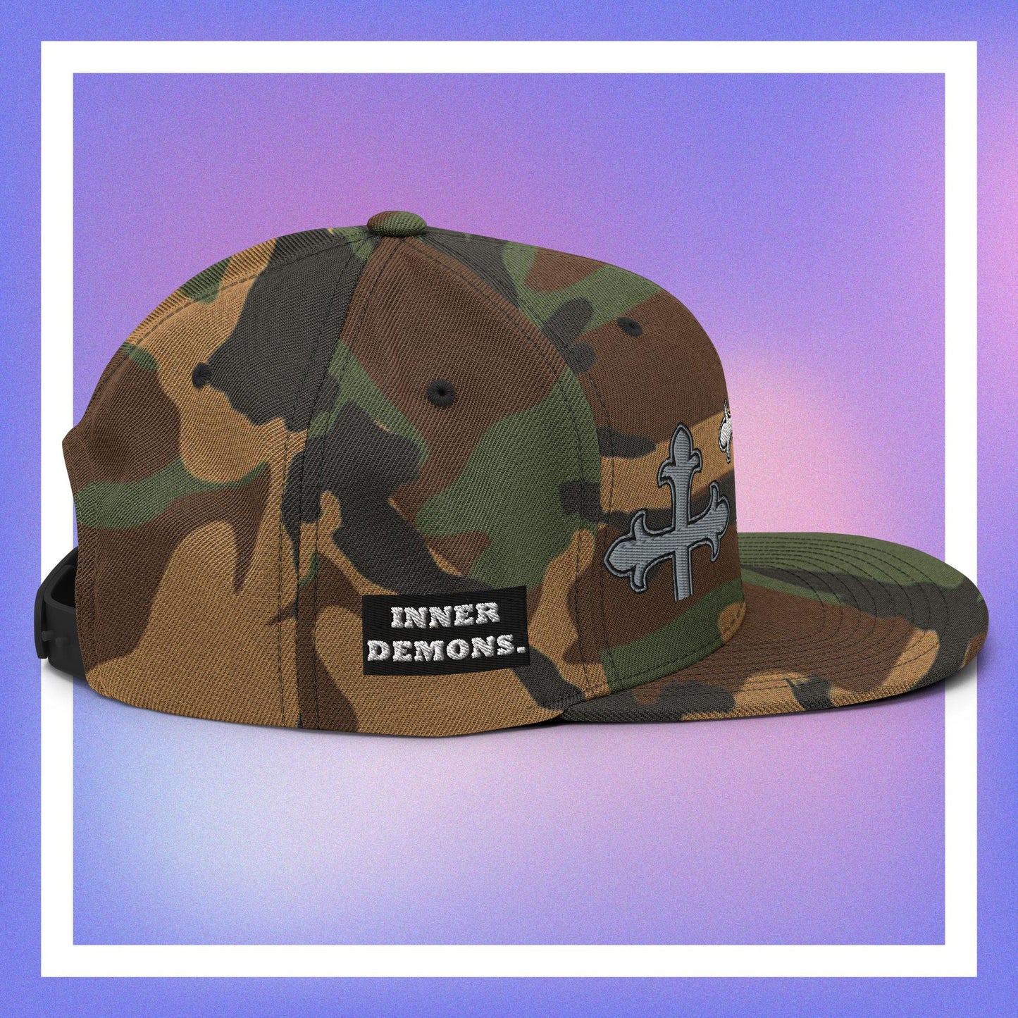 White Cross Snapback Hat