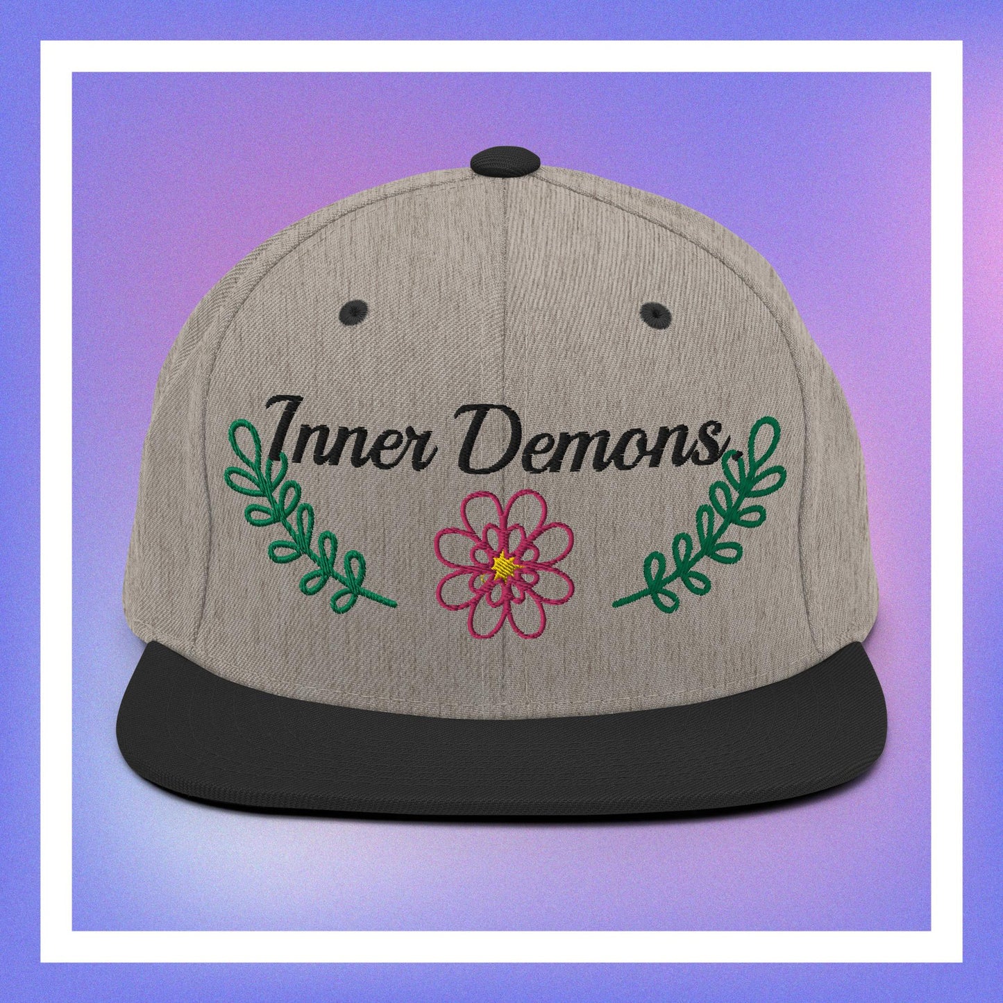 Green Flower Snapback Hat