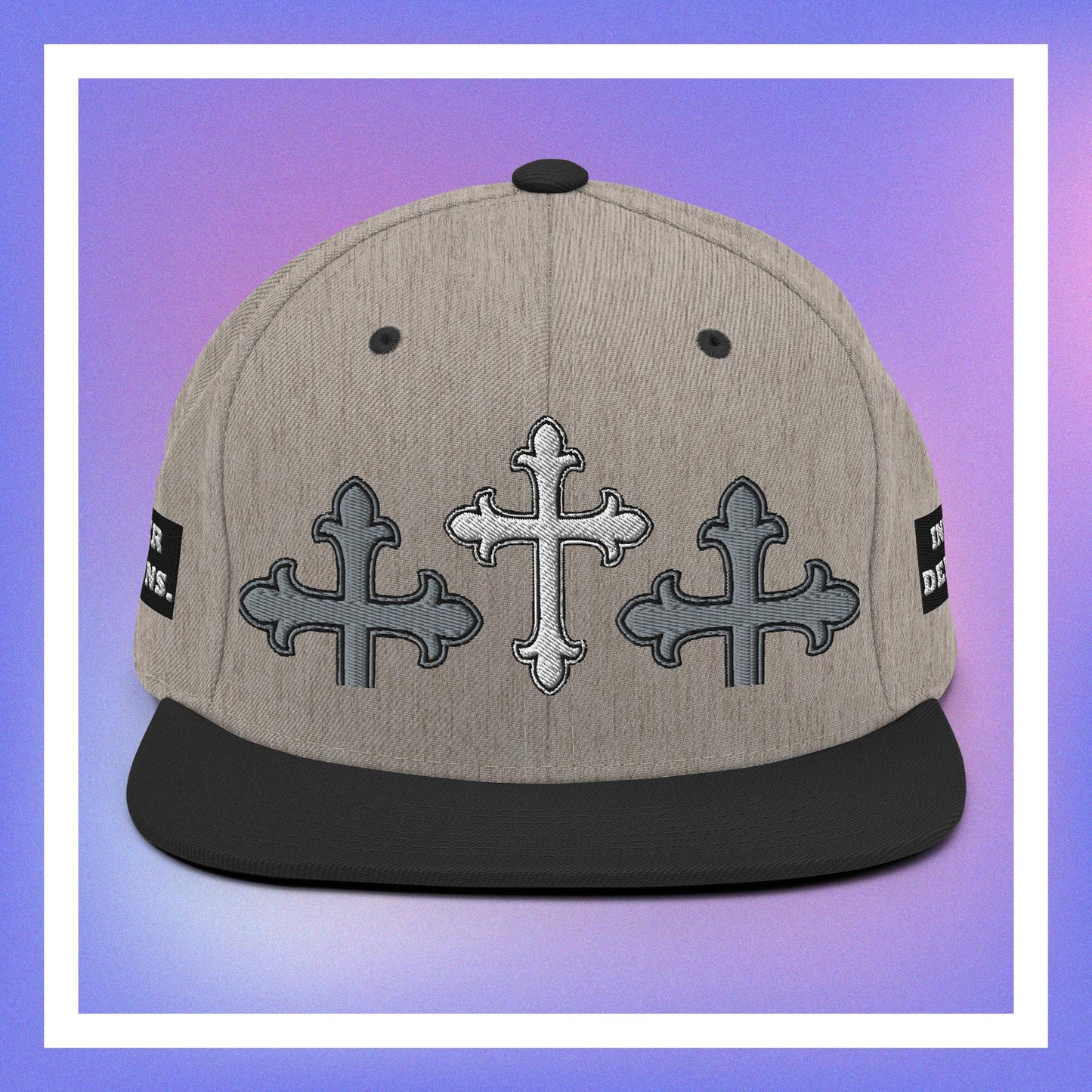 White Cross Snapback Hat