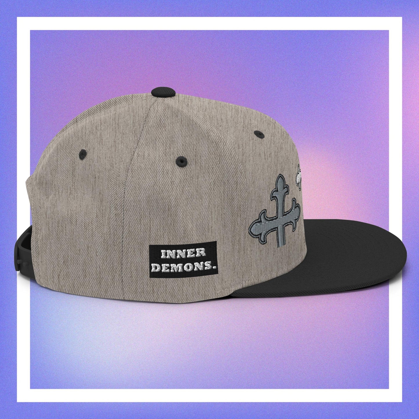 White Cross Snapback Hat