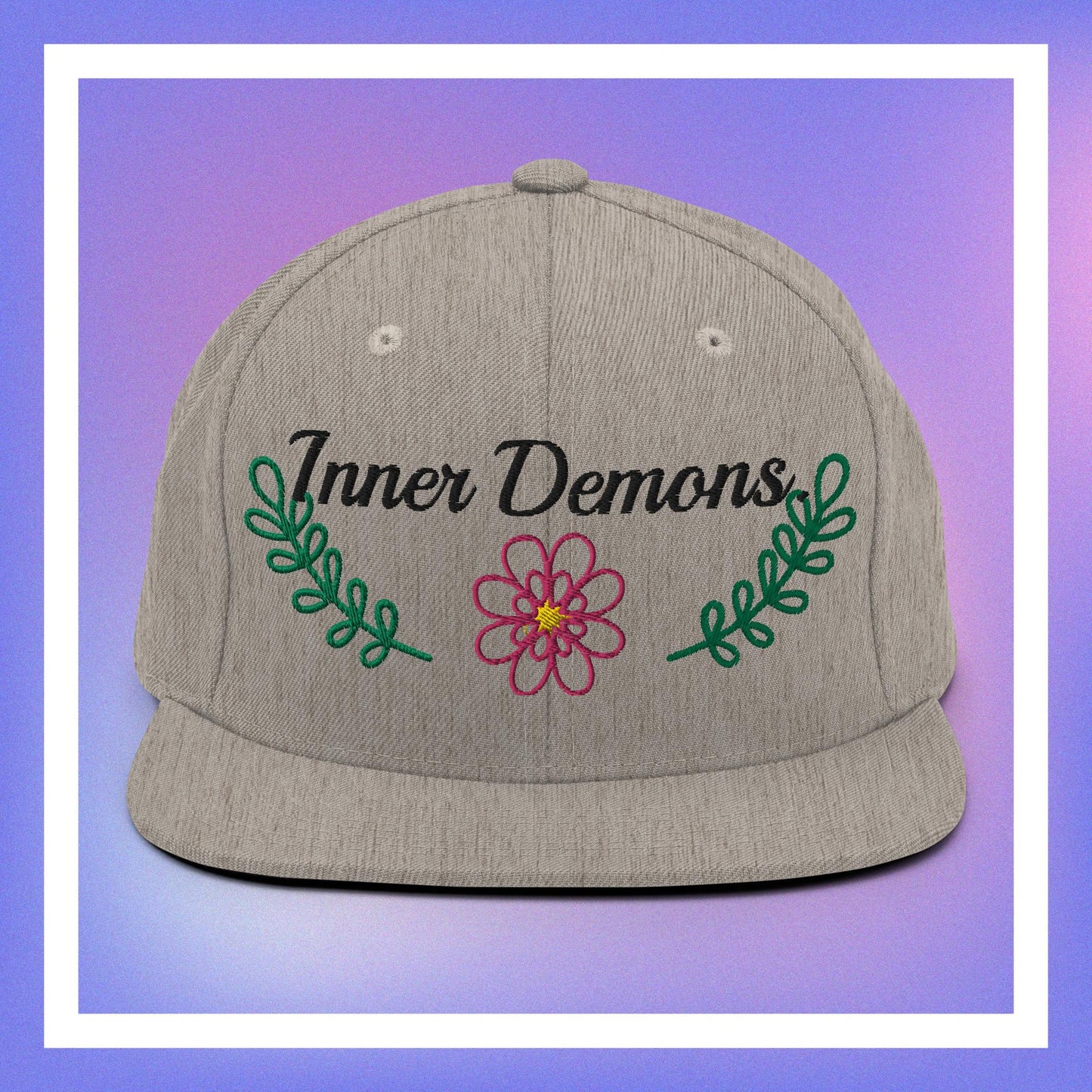 Green Flower Snapback Hat