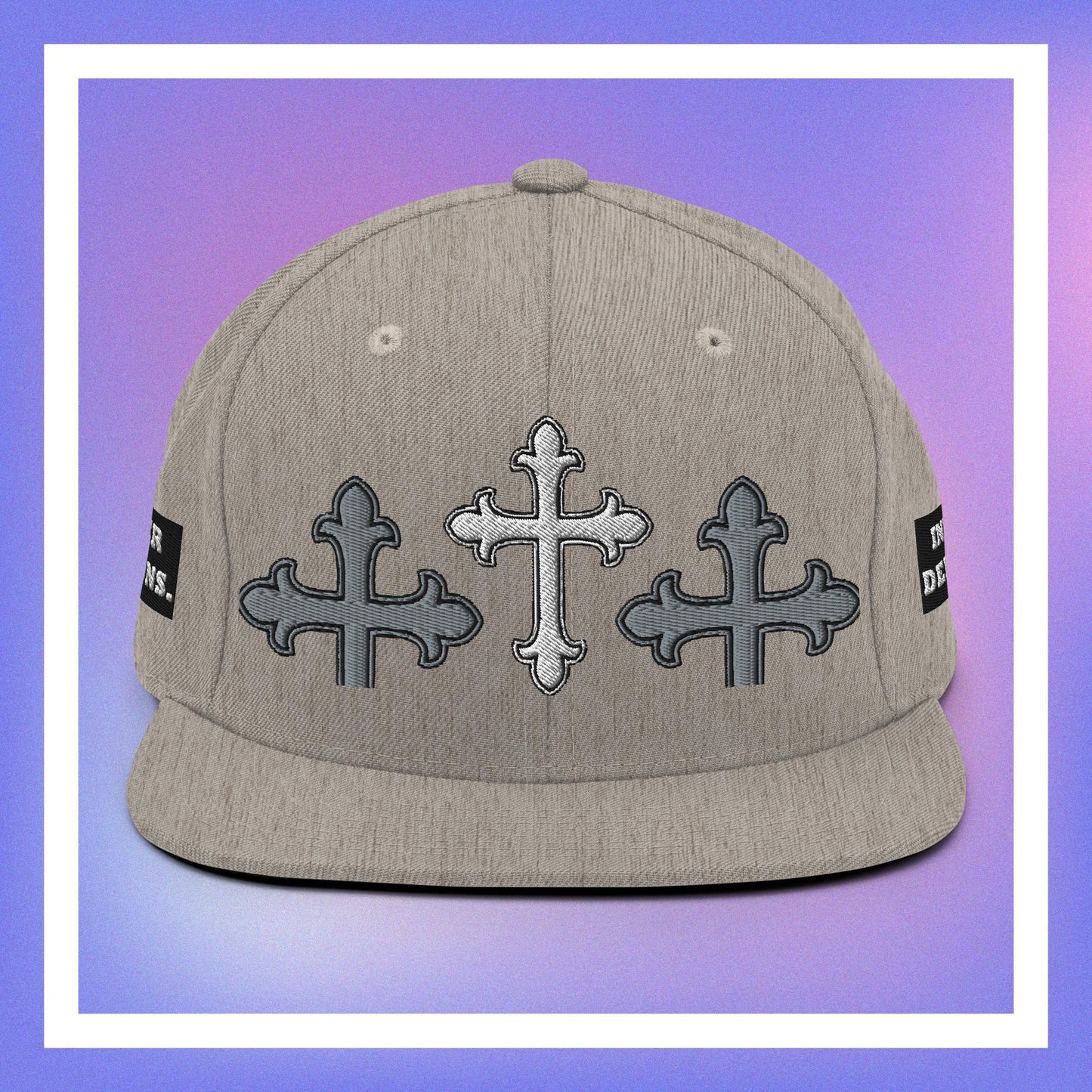 White Cross Snapback Hat