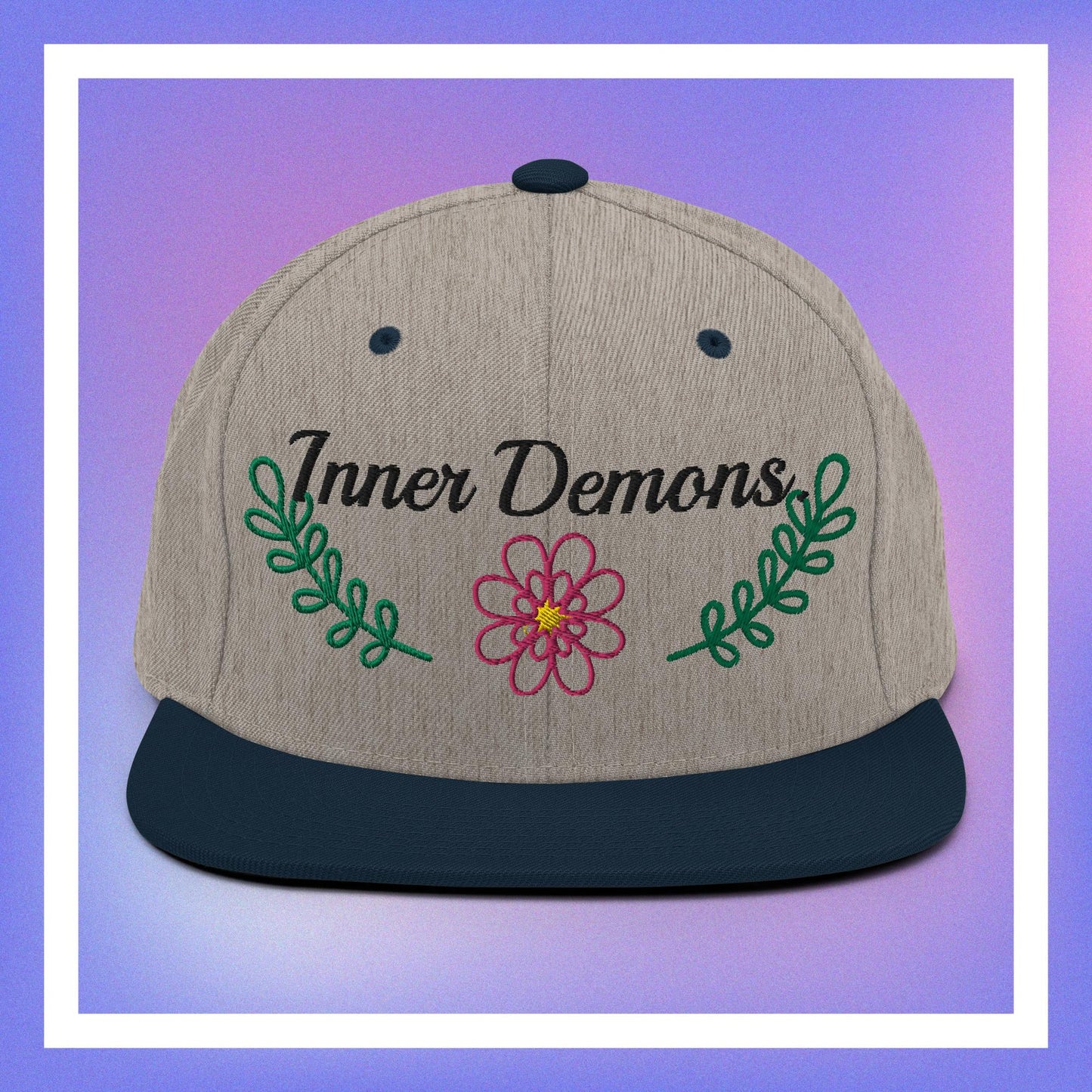 Green Flower Snapback Hat