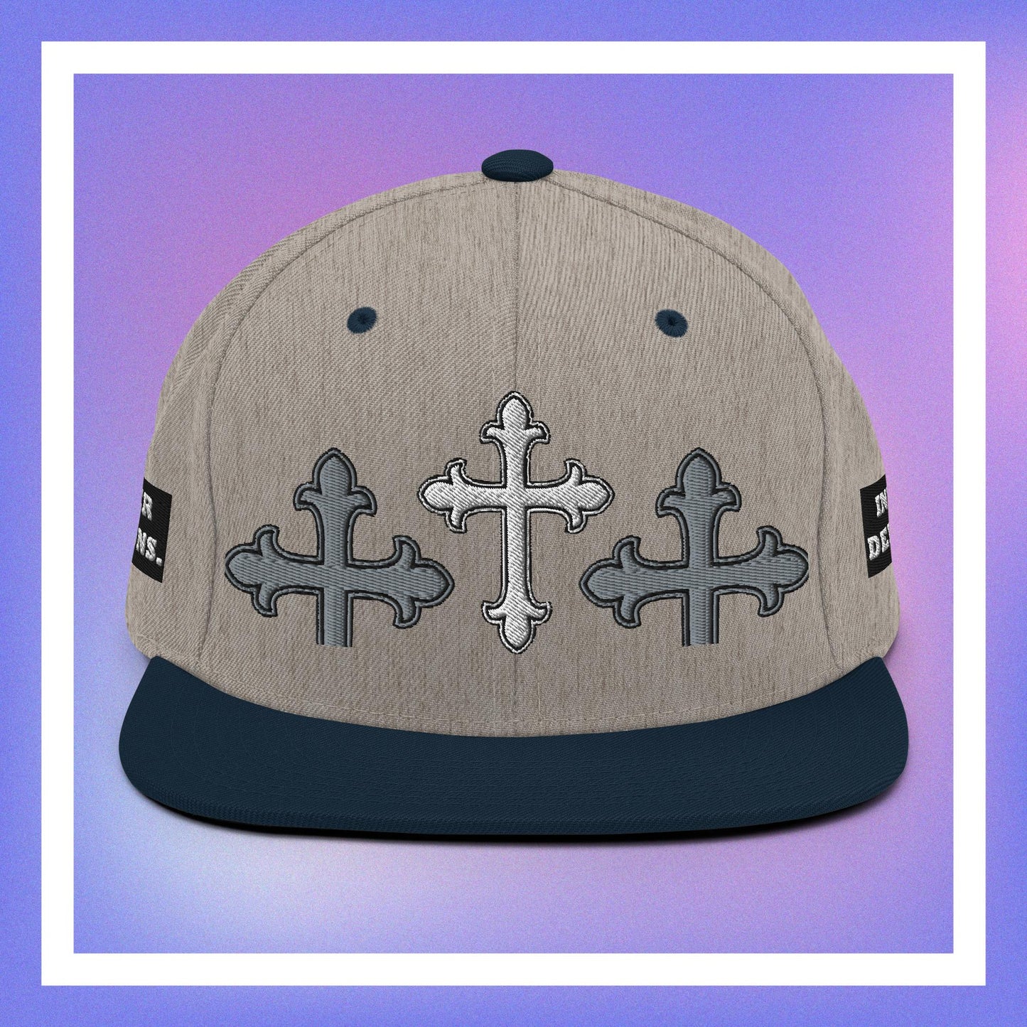 White Cross Snapback Hat