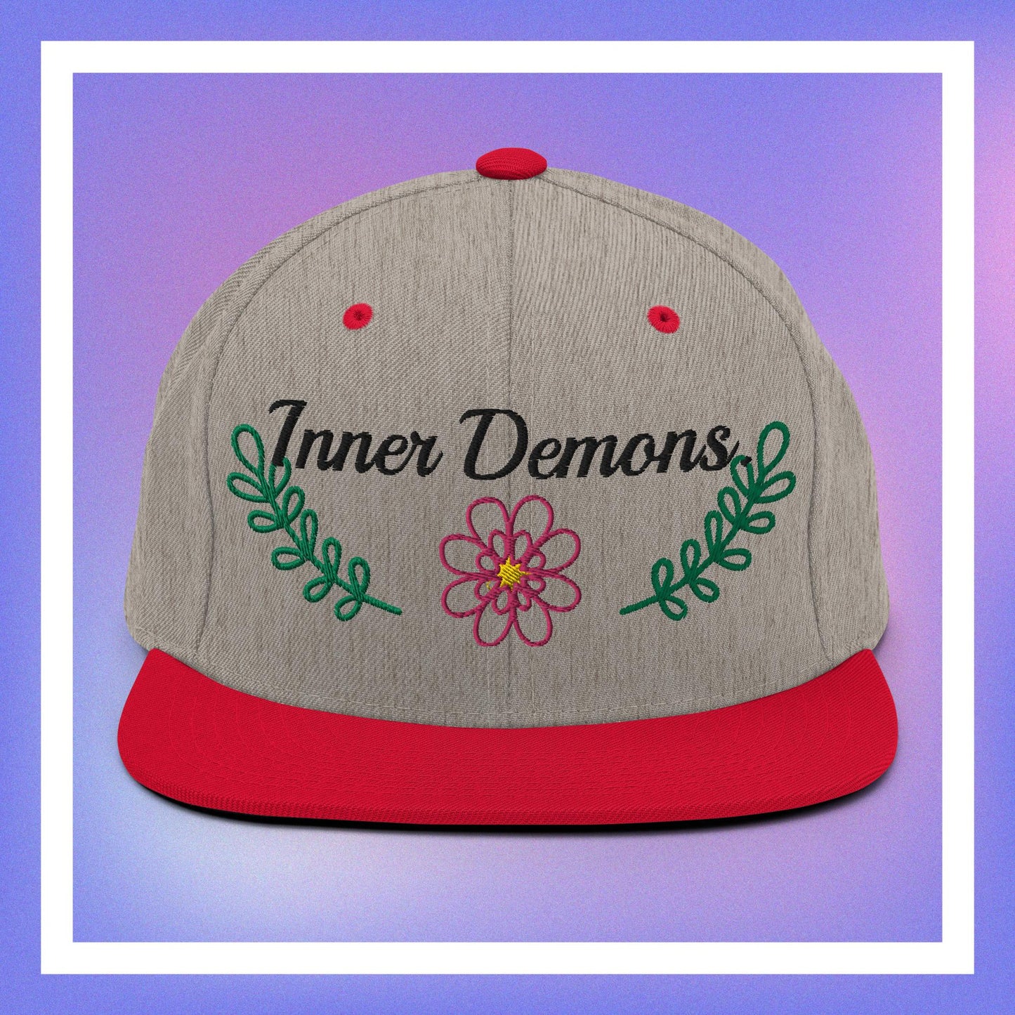 Green Flower Snapback Hat