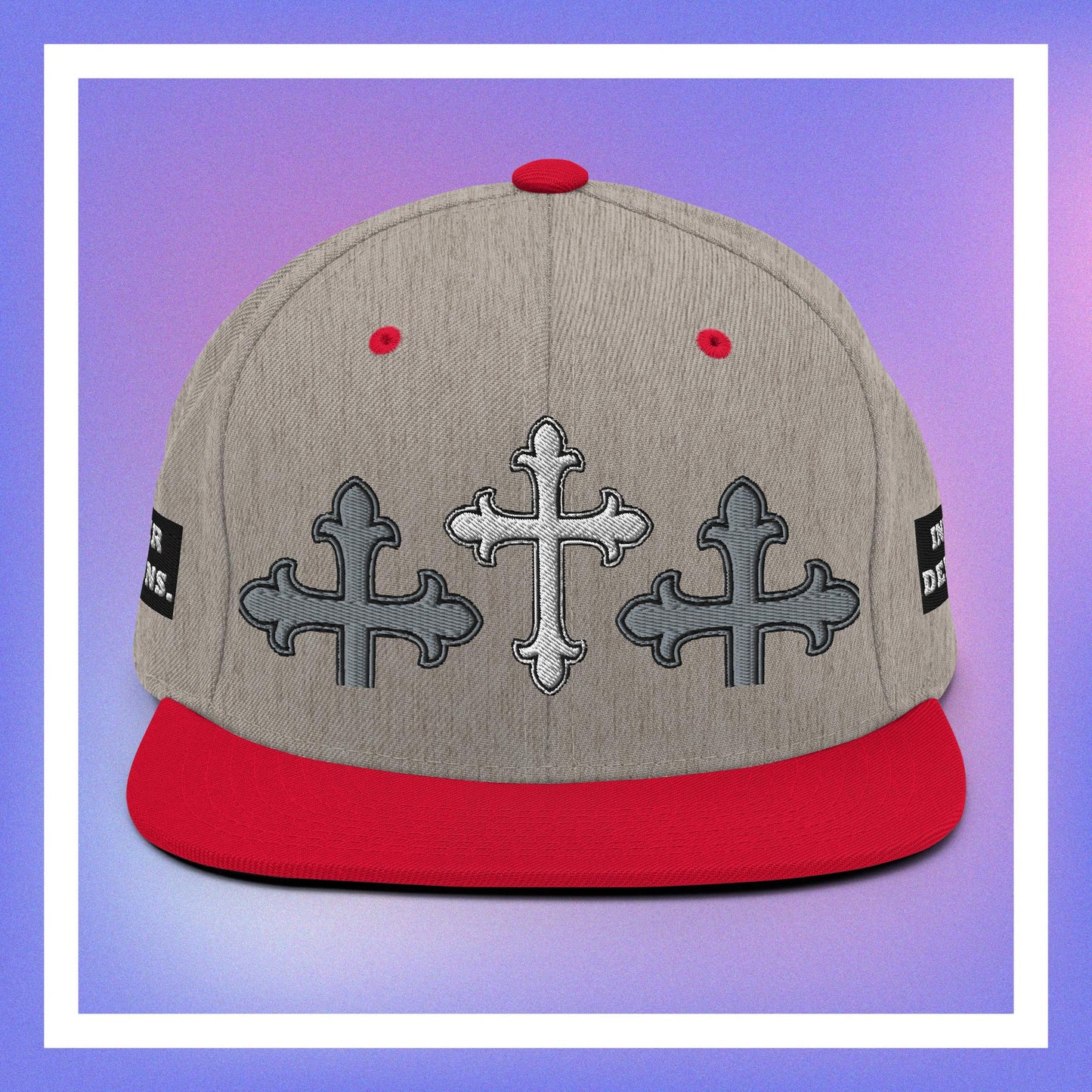 White Cross Snapback Hat