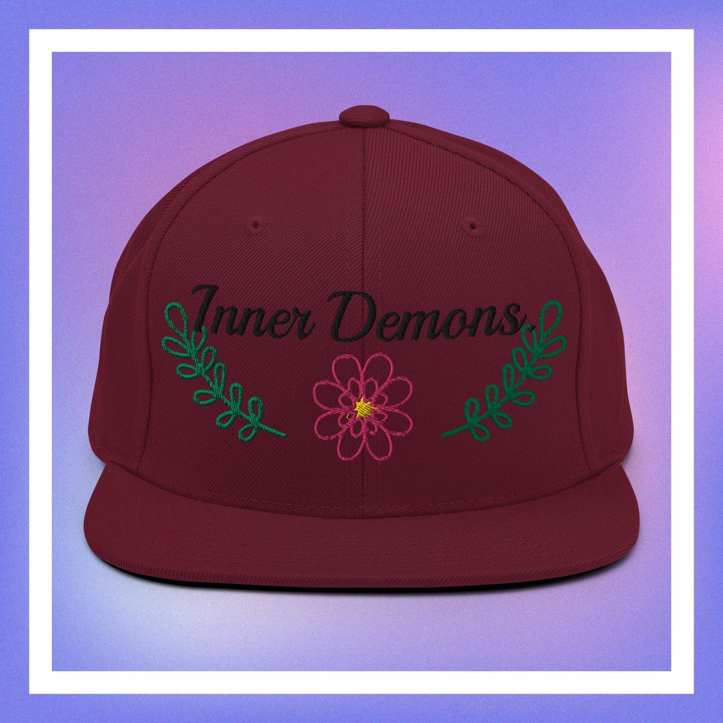 Green Flower Snapback Hat