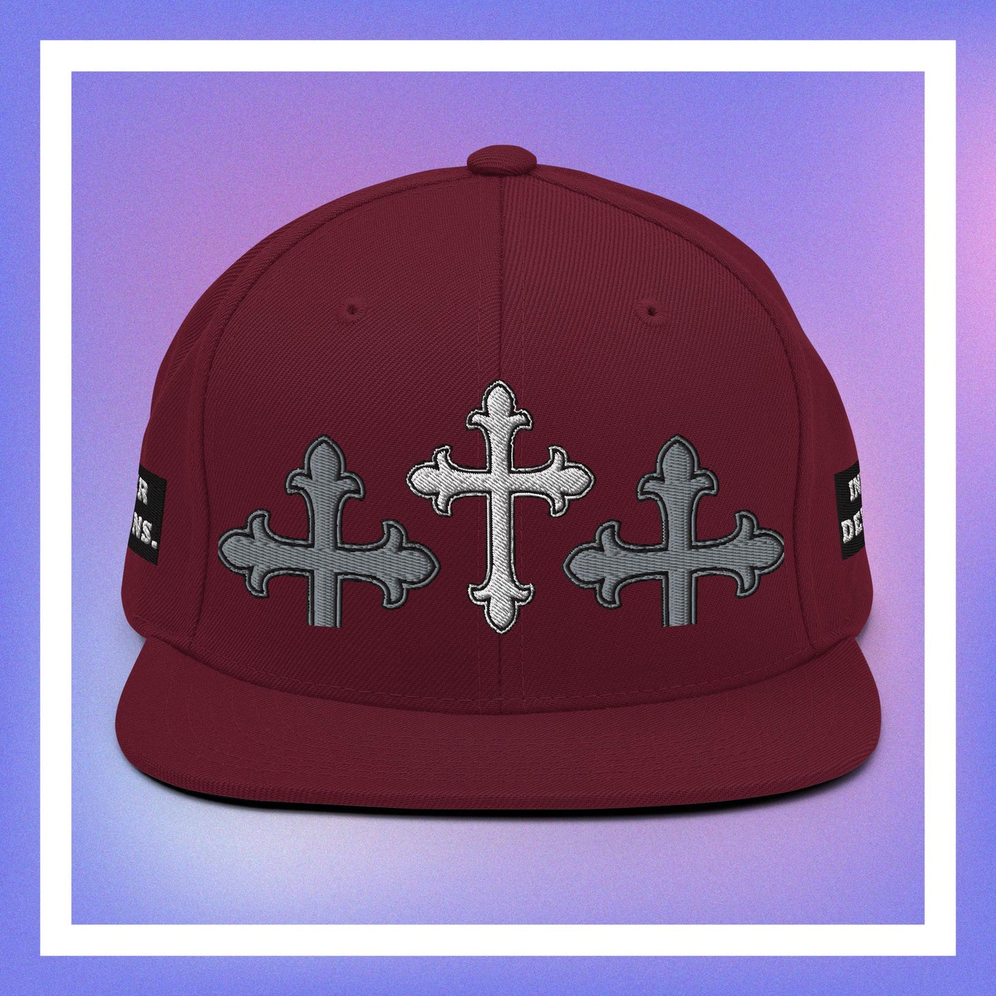 White Cross Snapback Hat