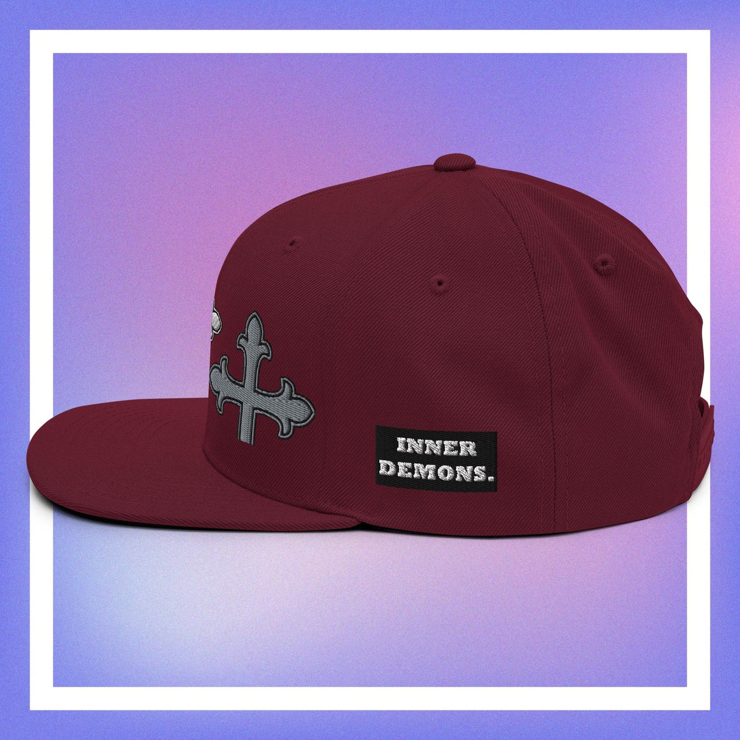 White Cross Snapback Hat