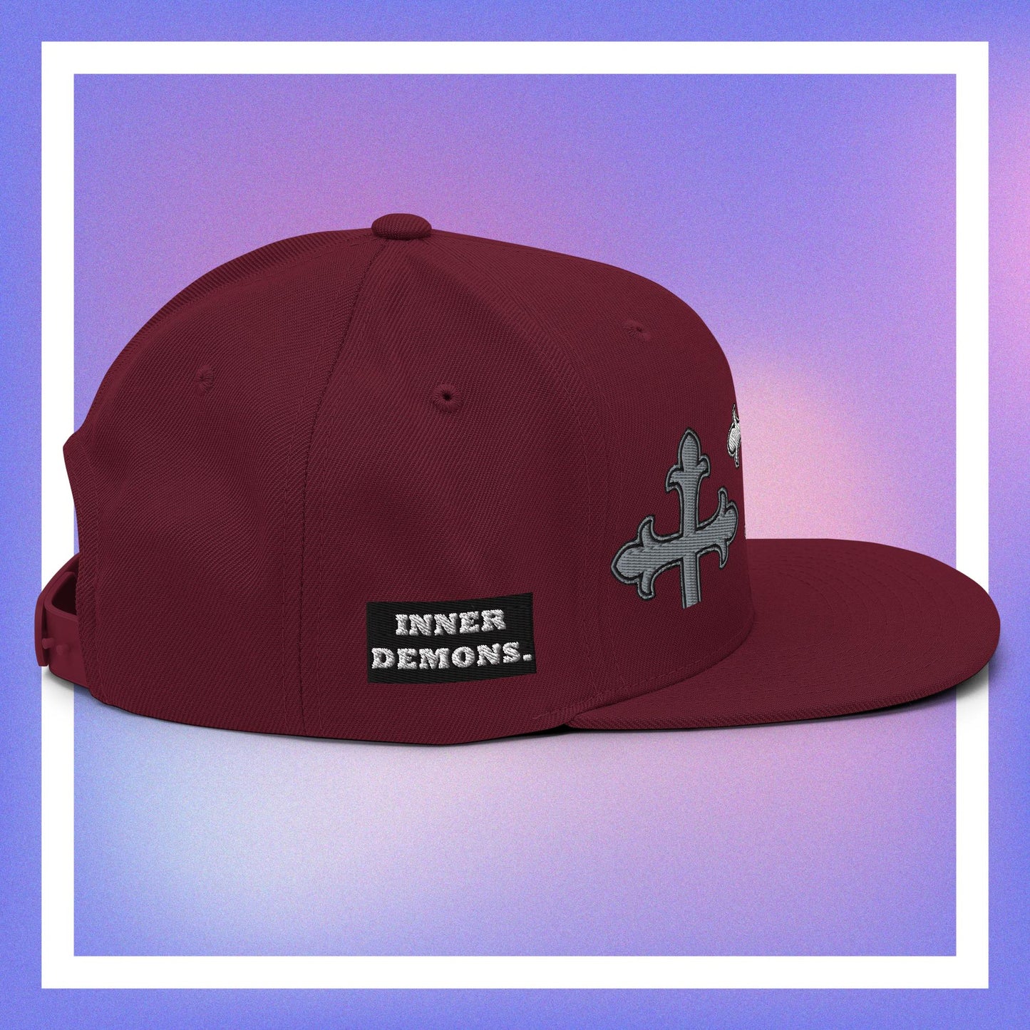 White Cross Snapback Hat