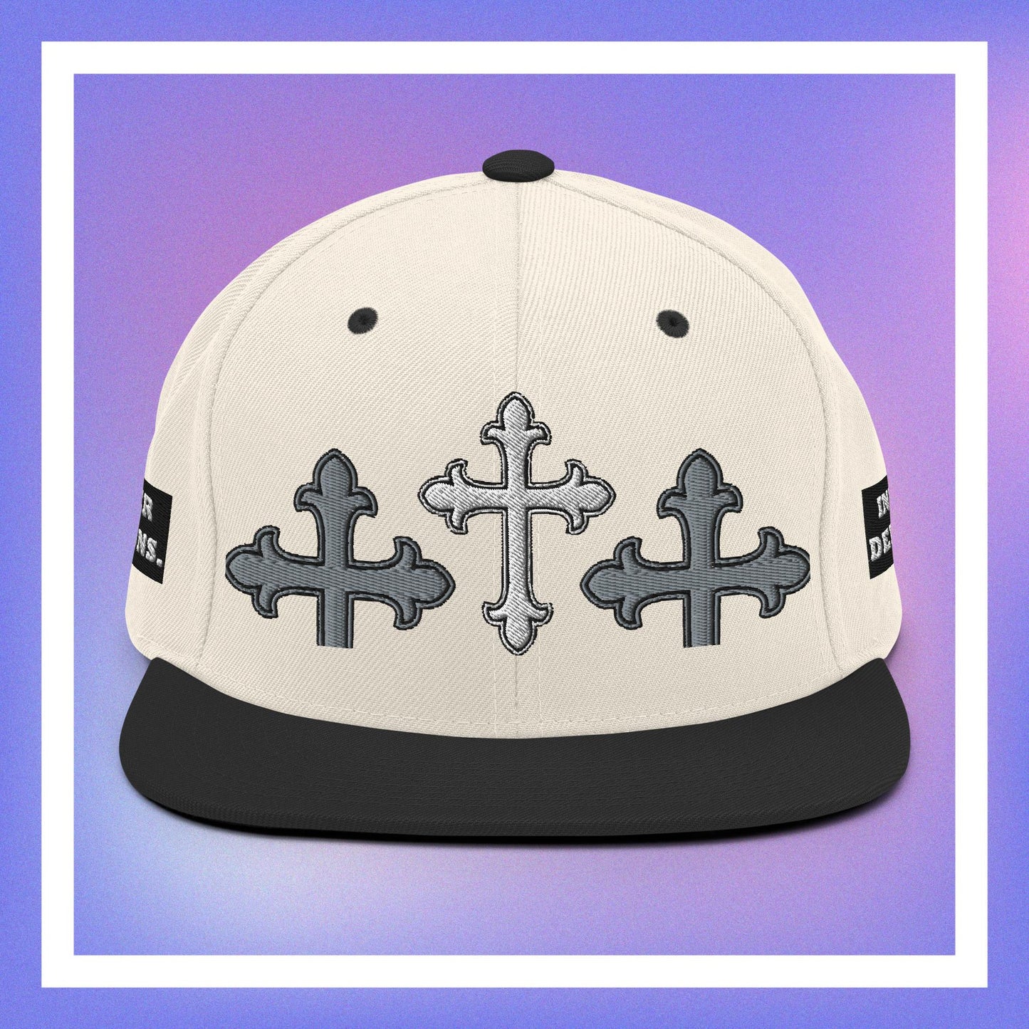 White Cross Snapback Hat