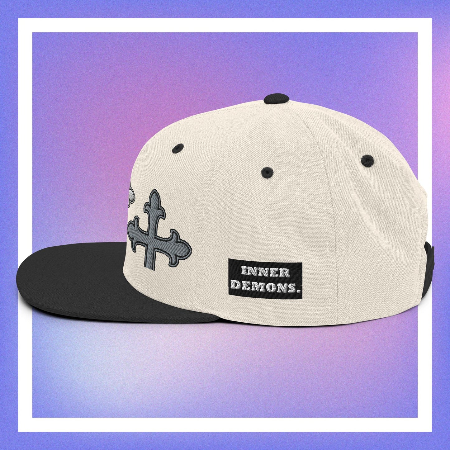 White Cross Snapback Hat