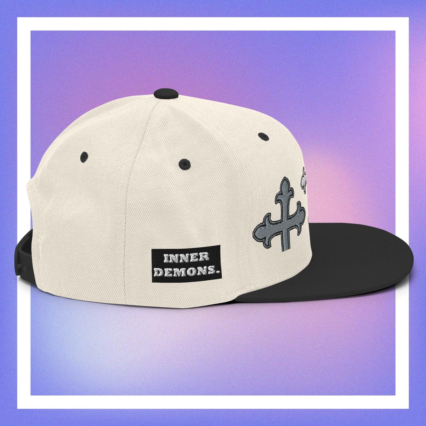 White Cross Snapback Hat