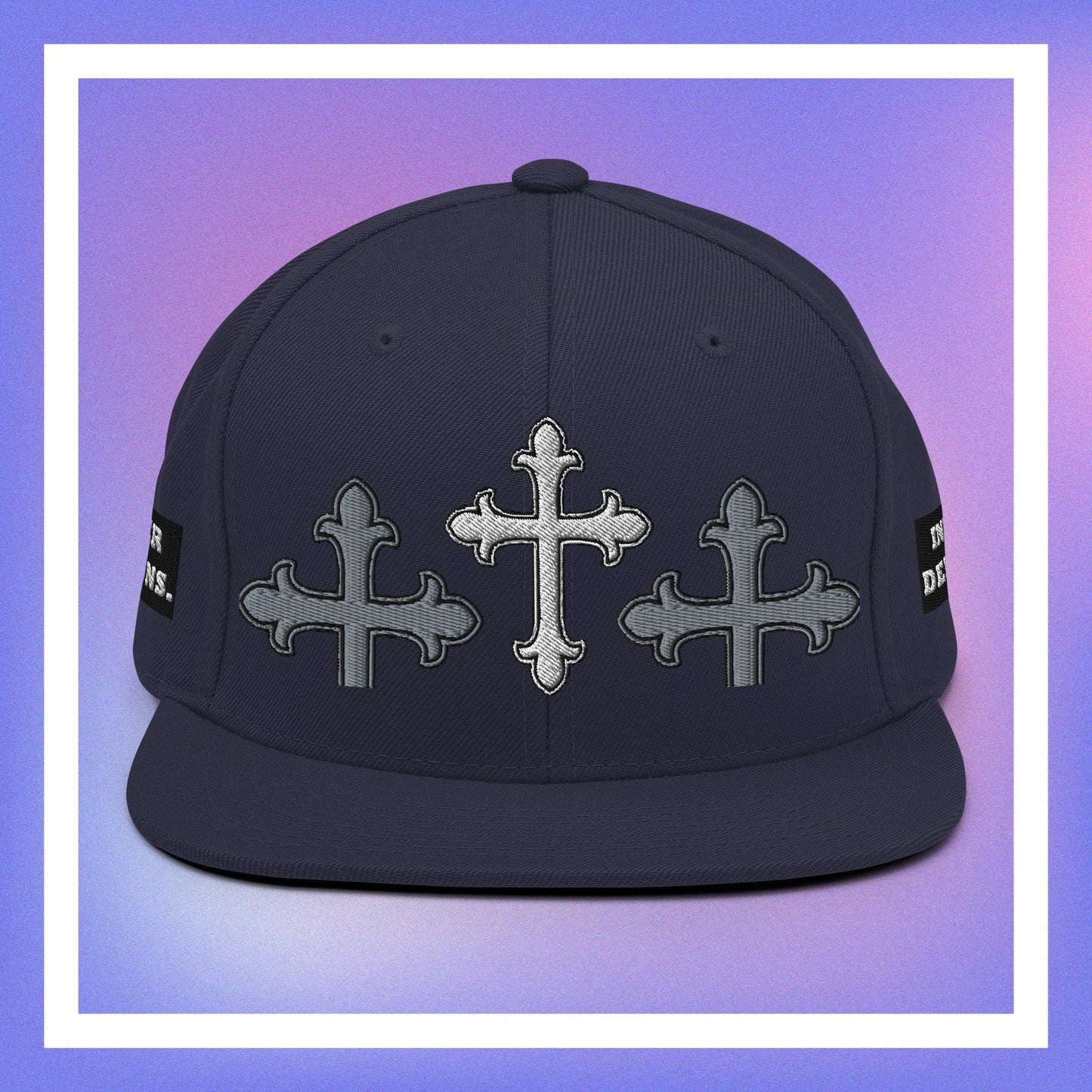 White Cross Snapback Hat