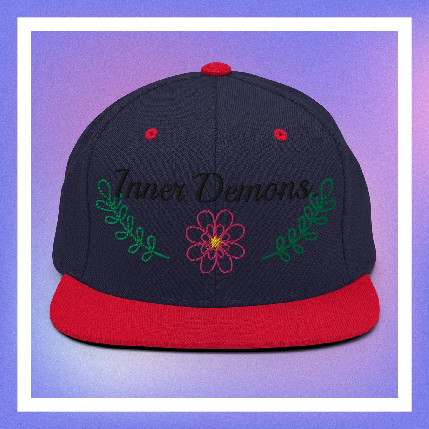 Green Flower Snapback Hat