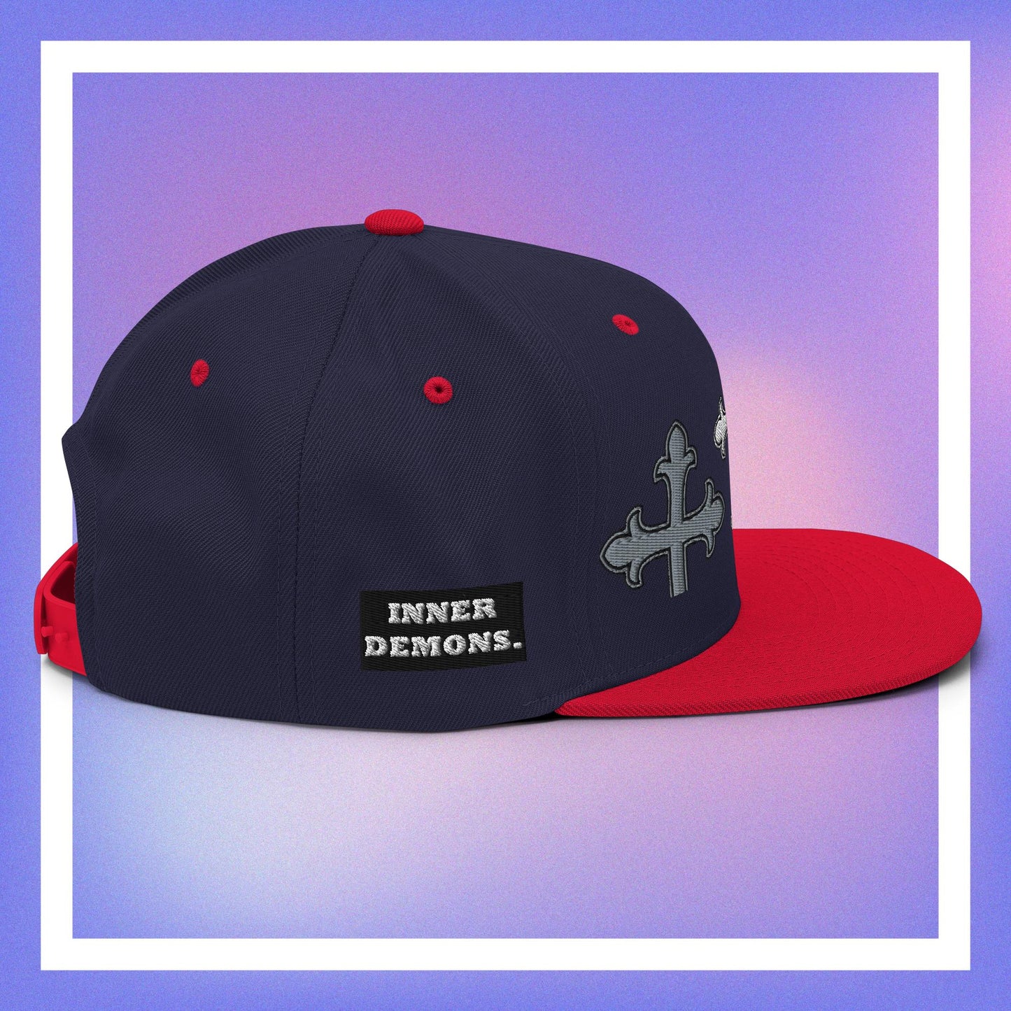 White Cross Snapback Hat