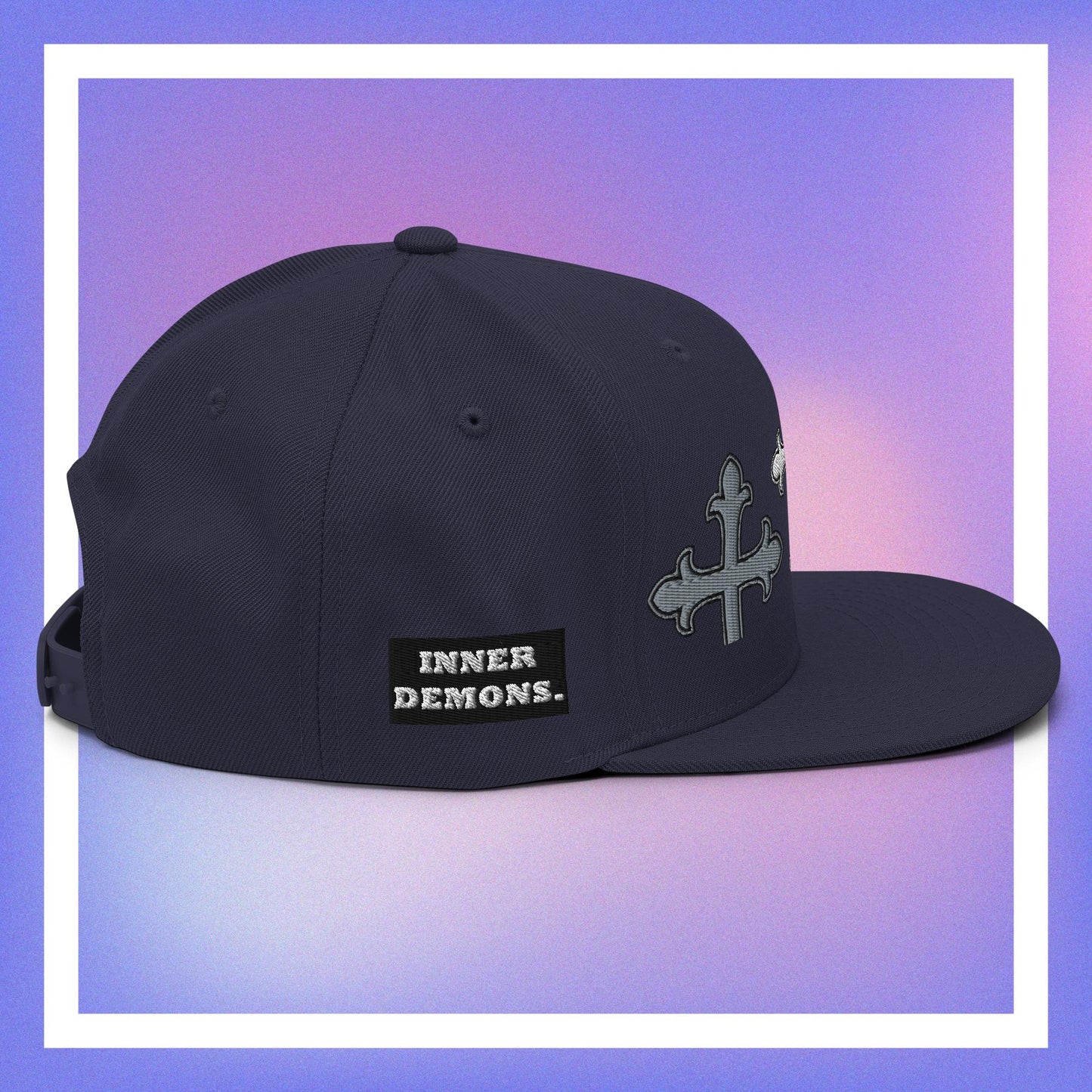 White Cross Snapback Hat