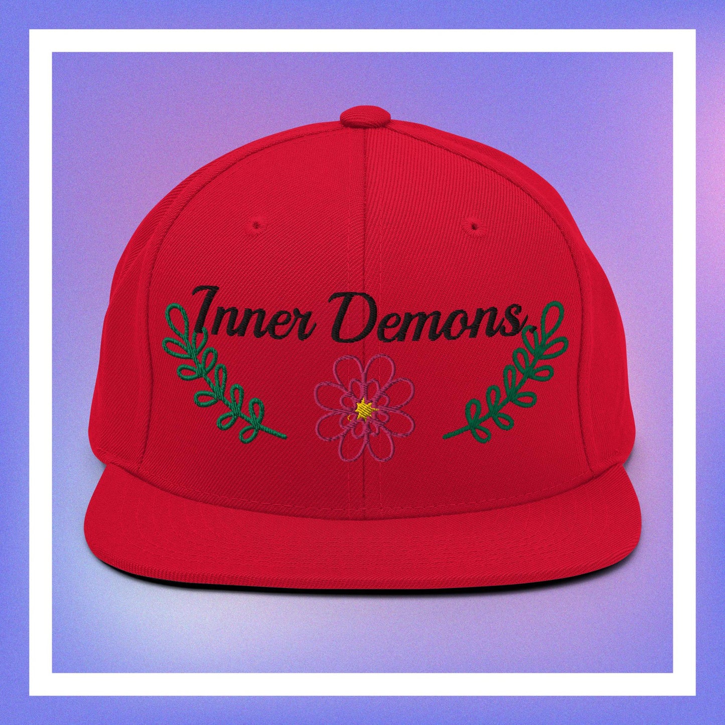 Green Flower Snapback Hat