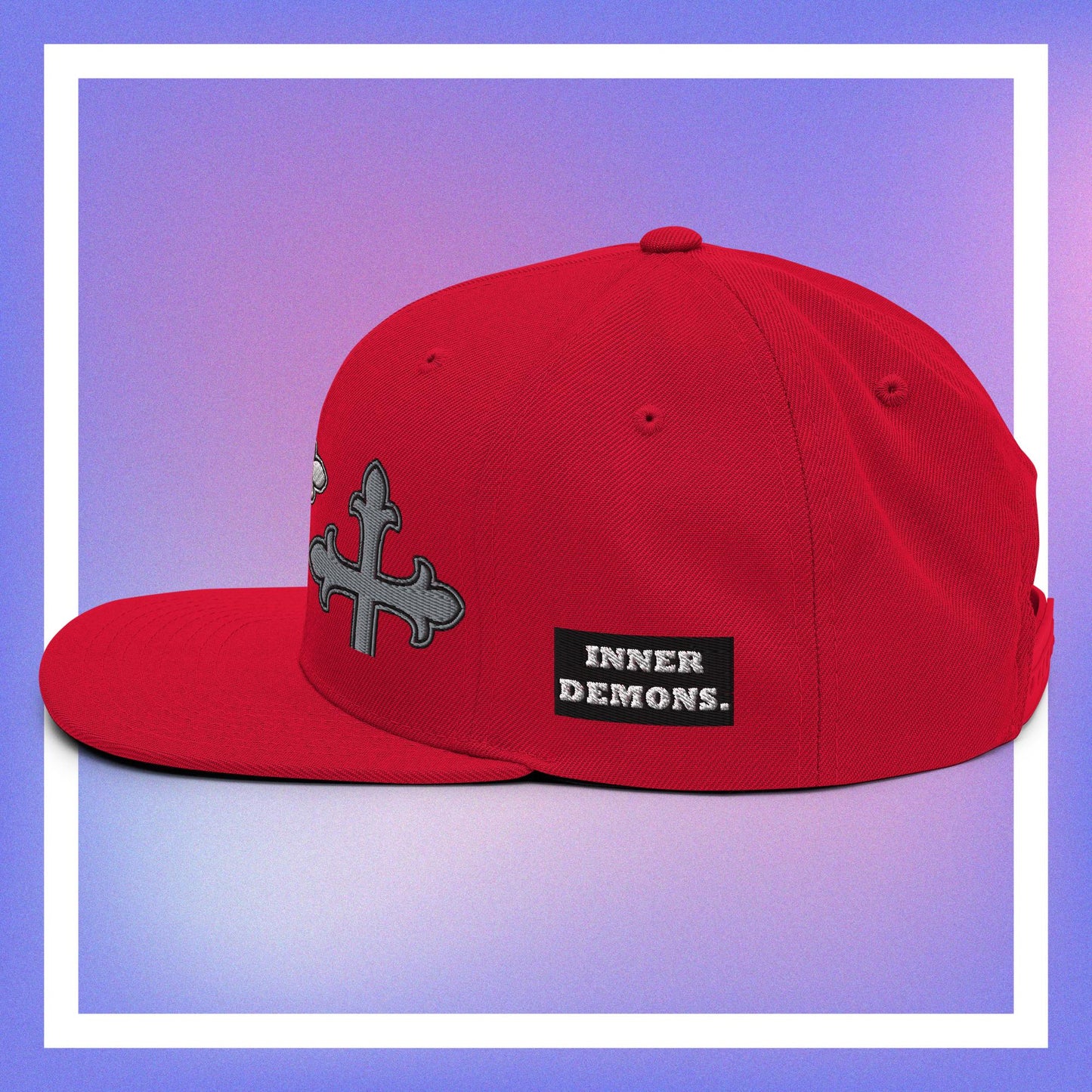 White Cross Snapback Hat