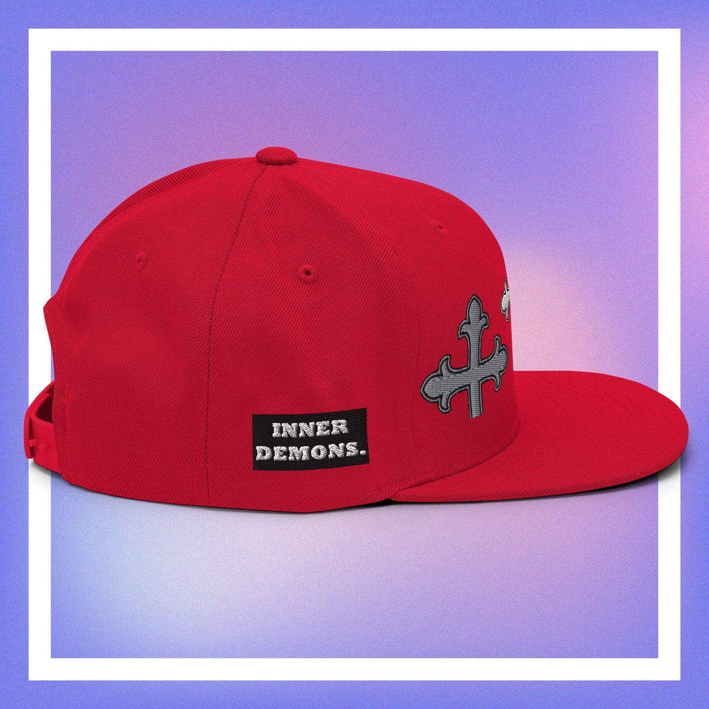 White Cross Snapback Hat