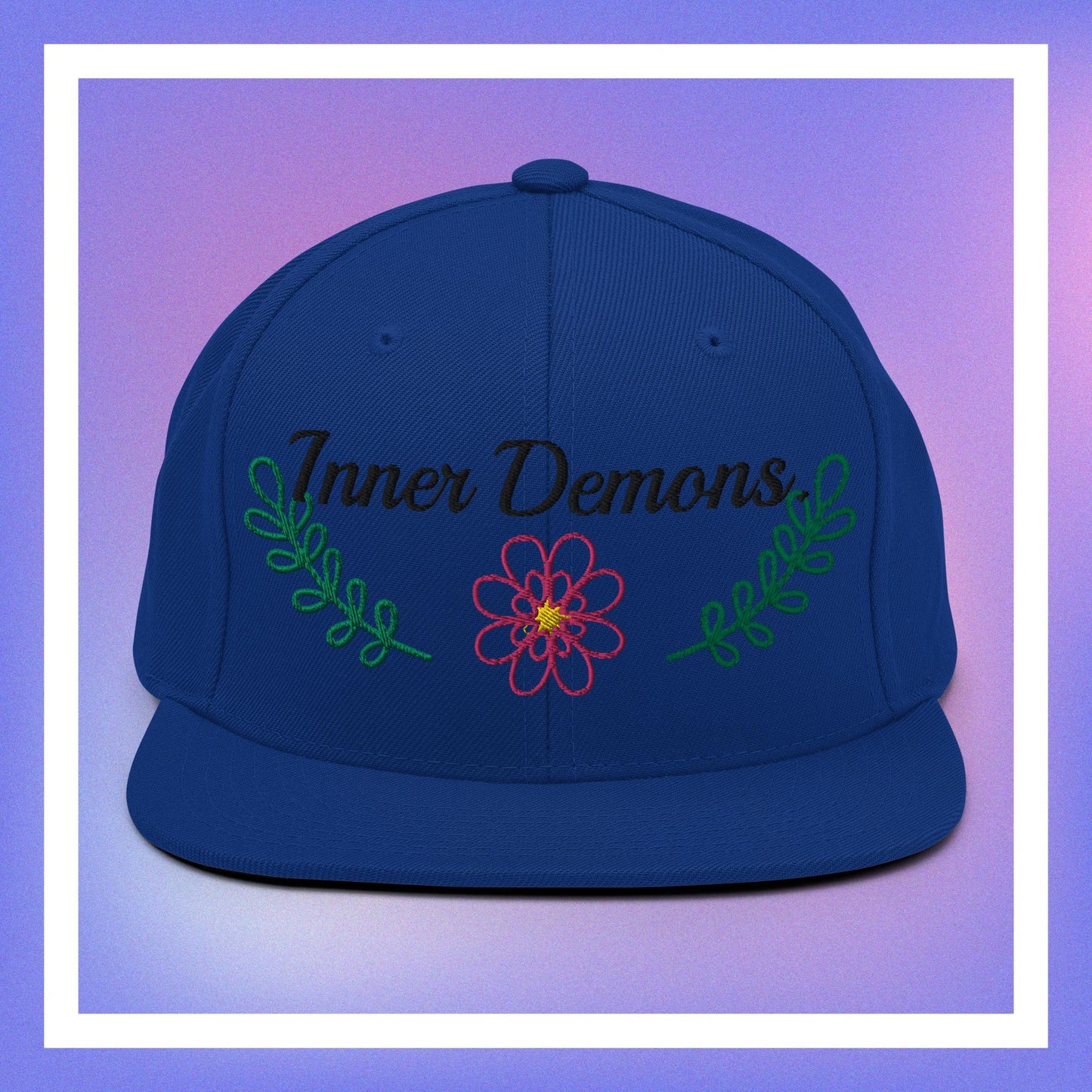 Green Flower Snapback Hat
