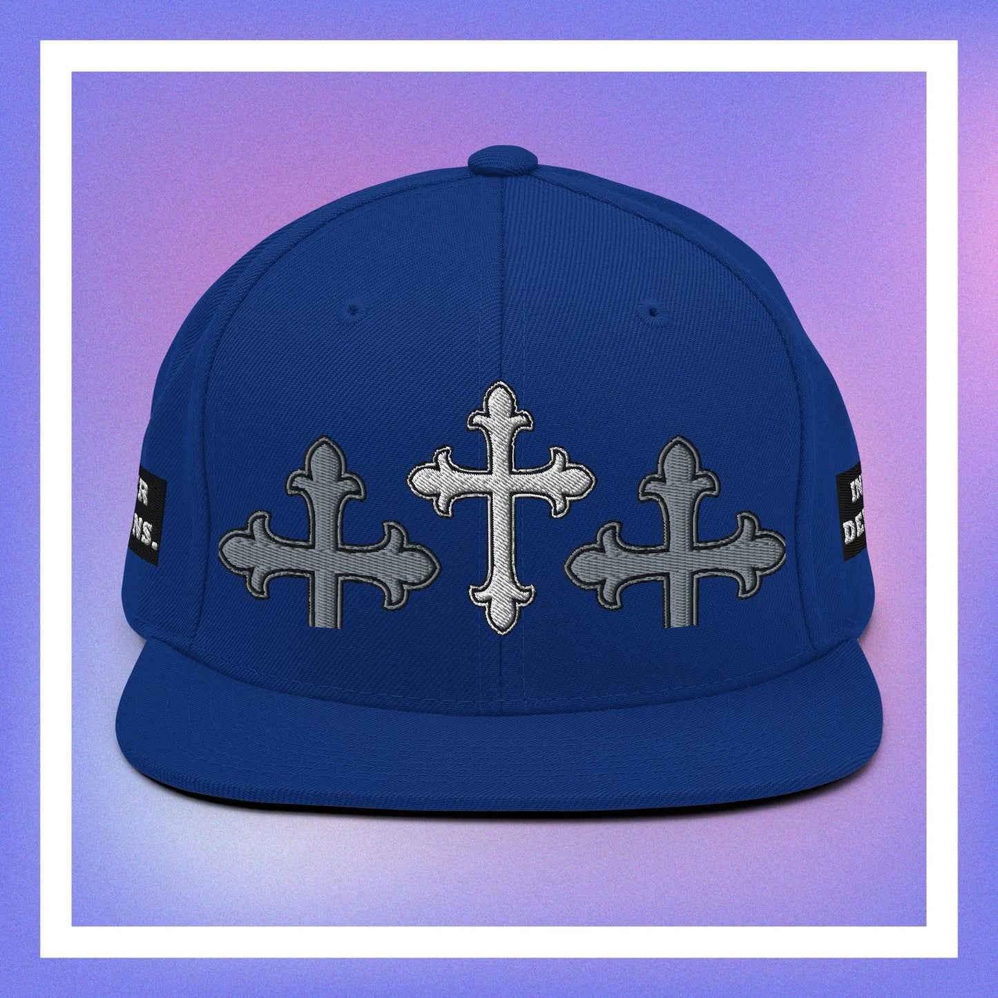 White Cross Snapback Hat