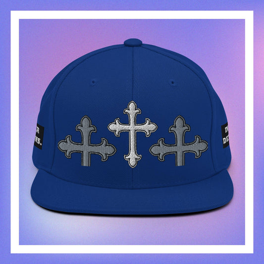 White Cross Snapback Hat