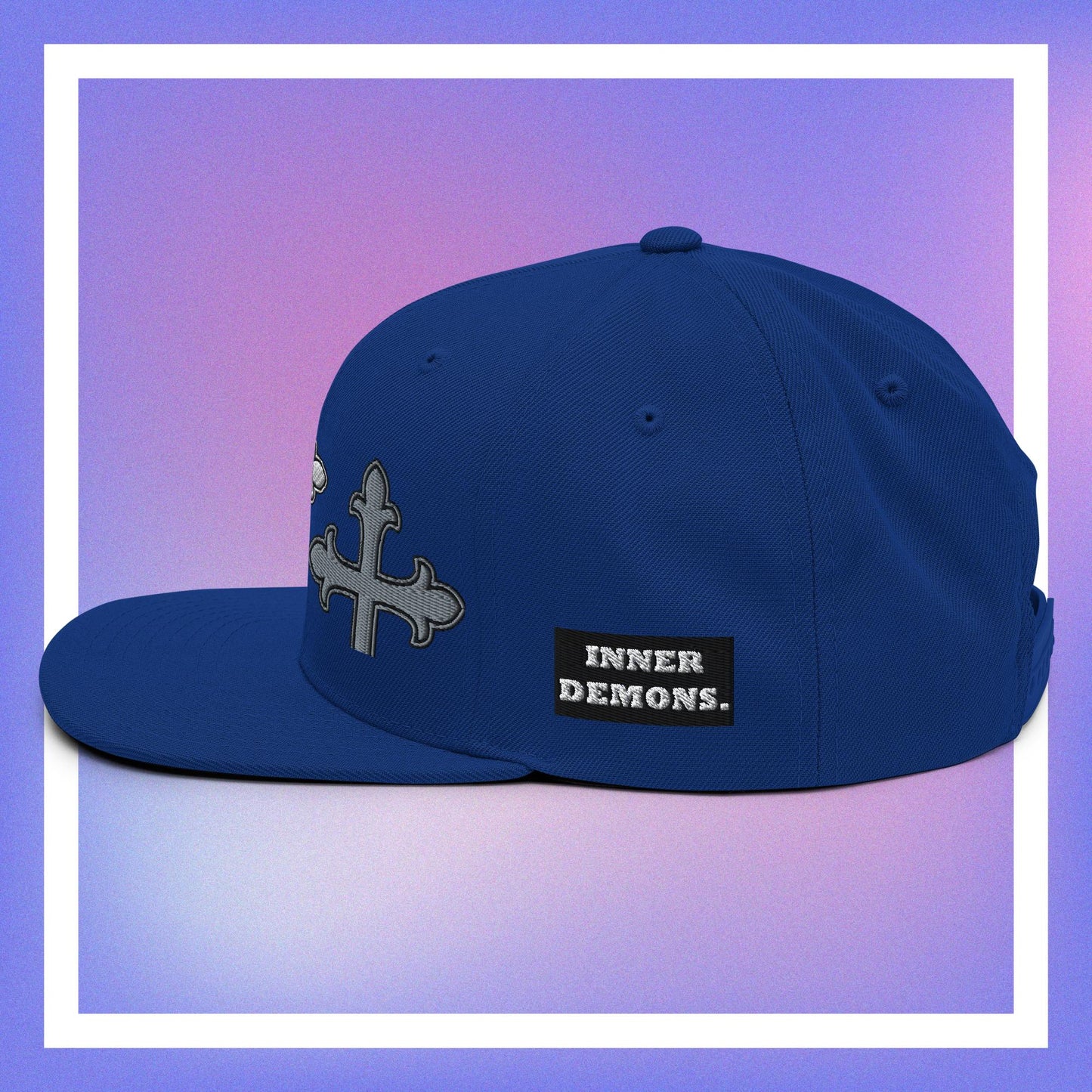 White Cross Snapback Hat
