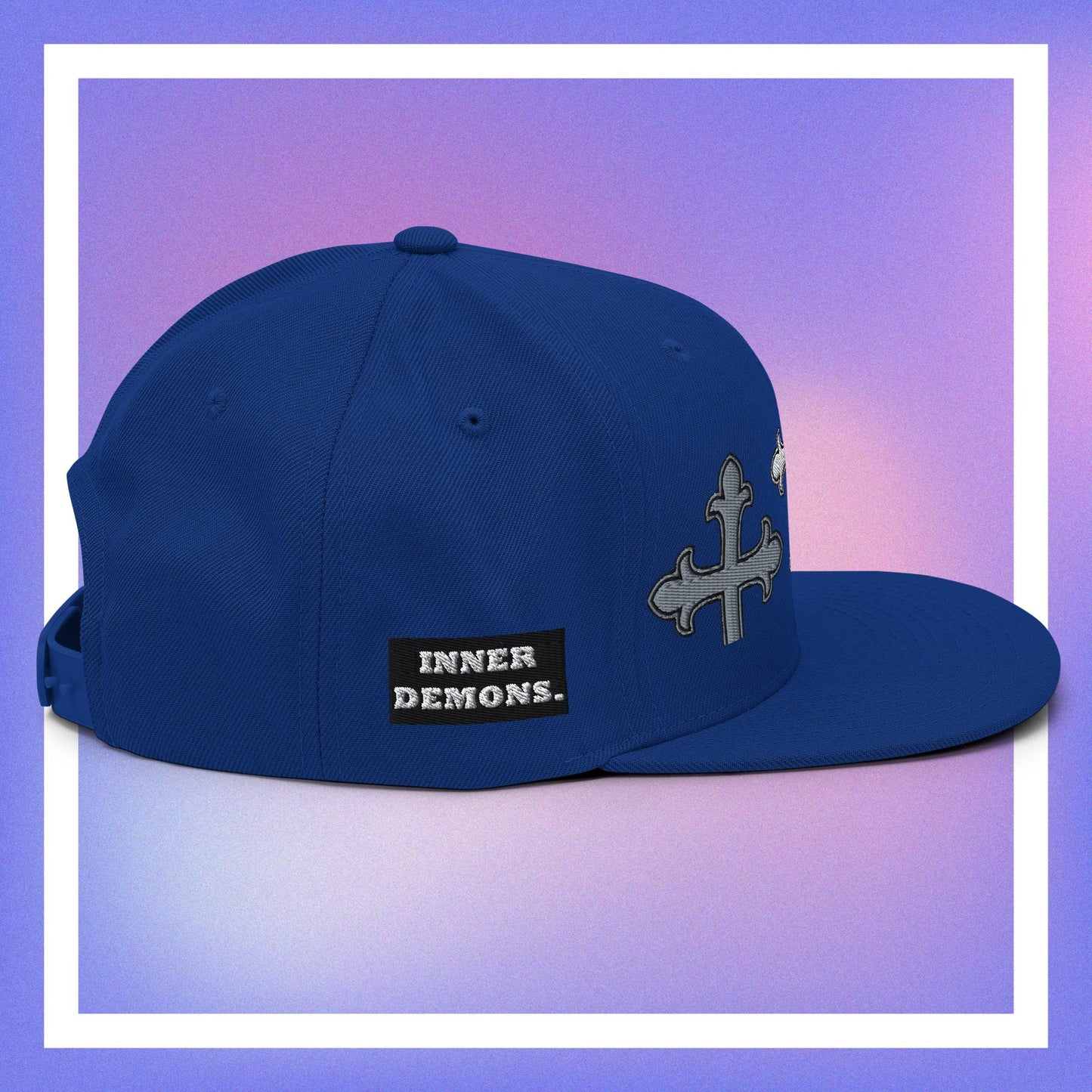 White Cross Snapback Hat