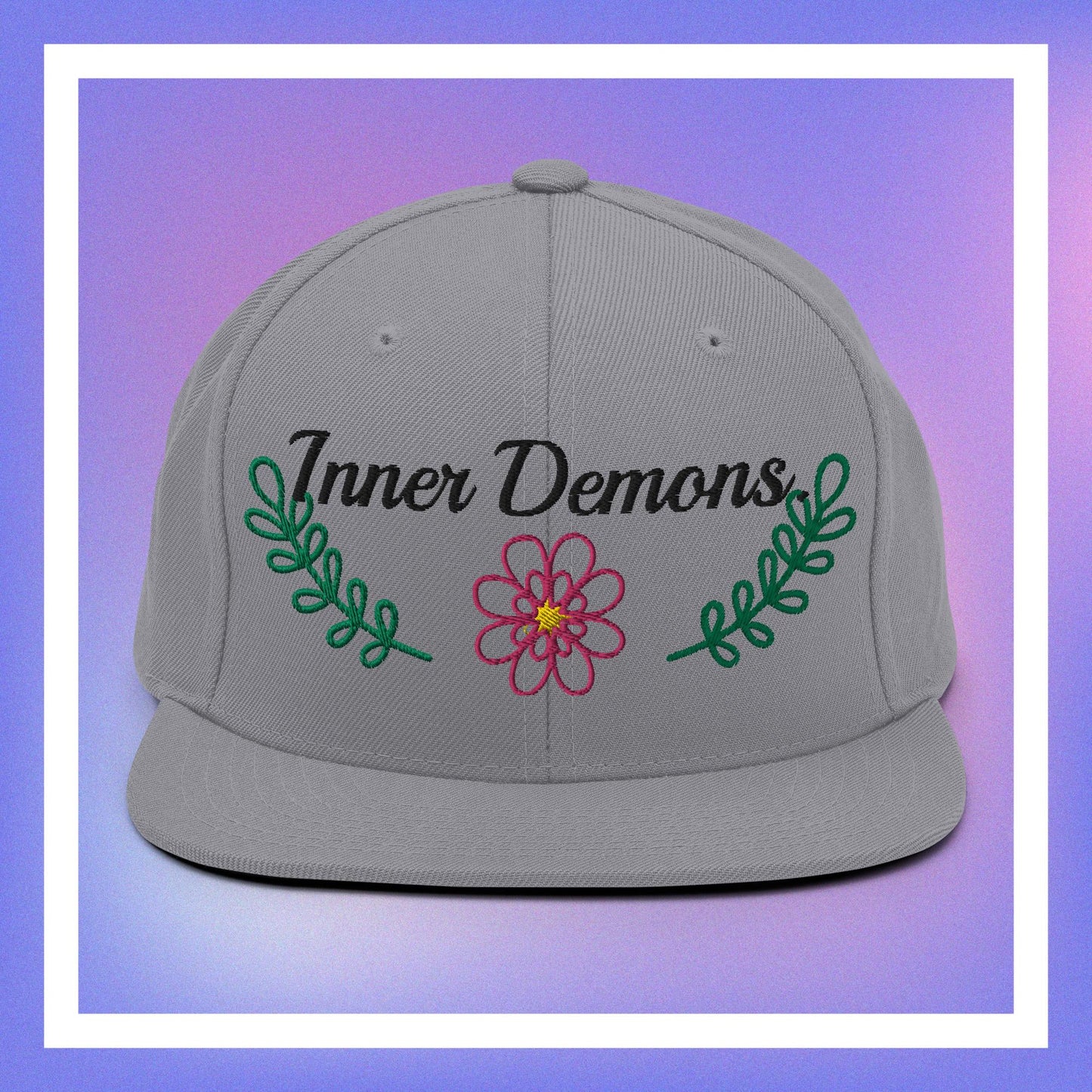 Green Flower Snapback Hat
