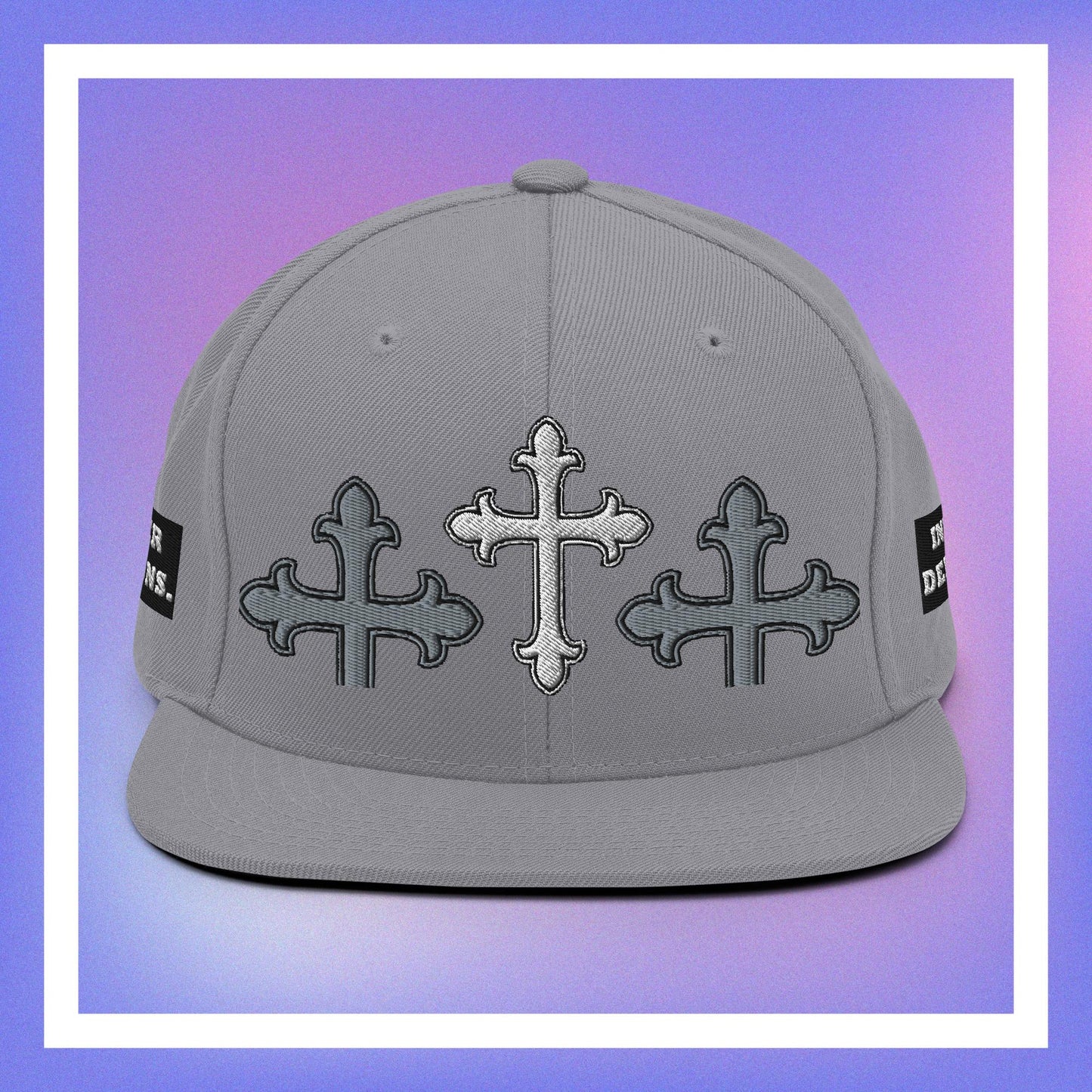 White Cross Snapback Hat