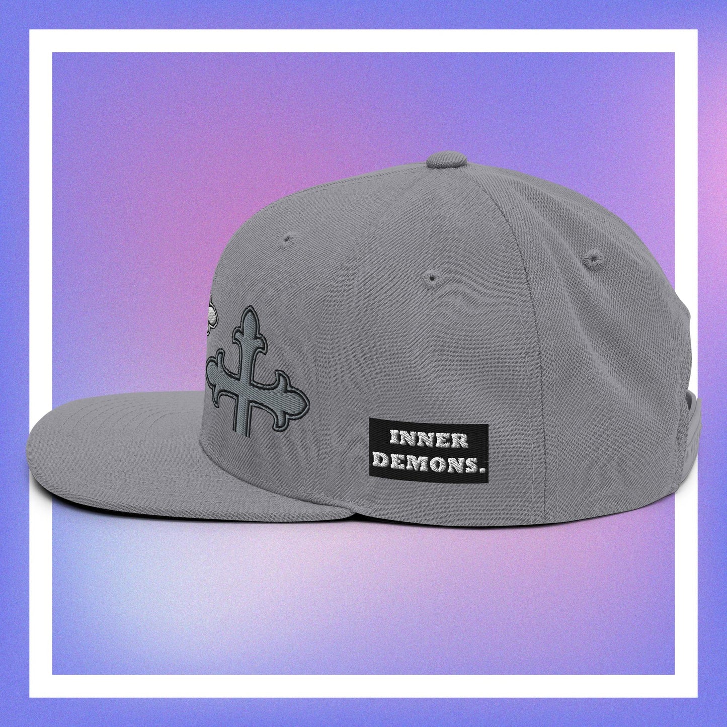 White Cross Snapback Hat