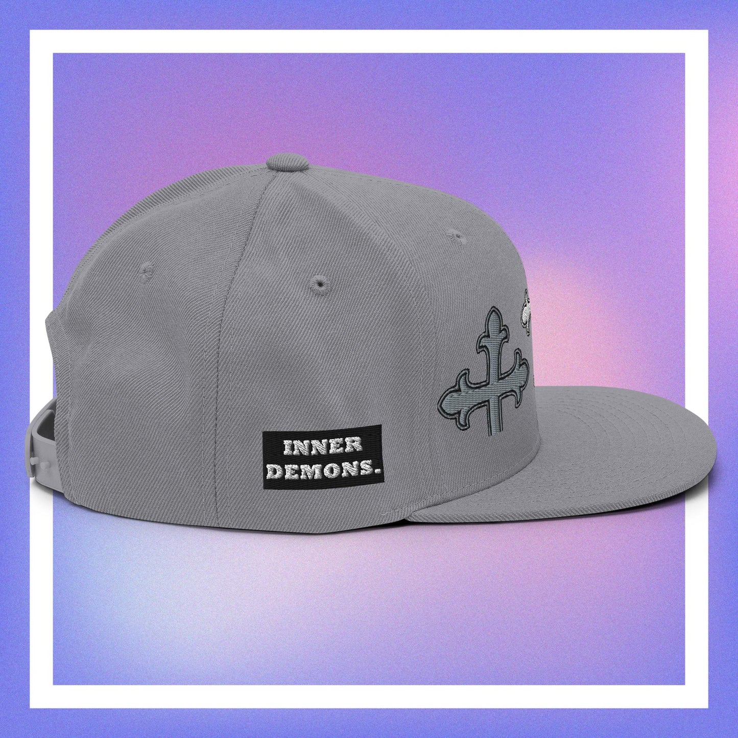 White Cross Snapback Hat