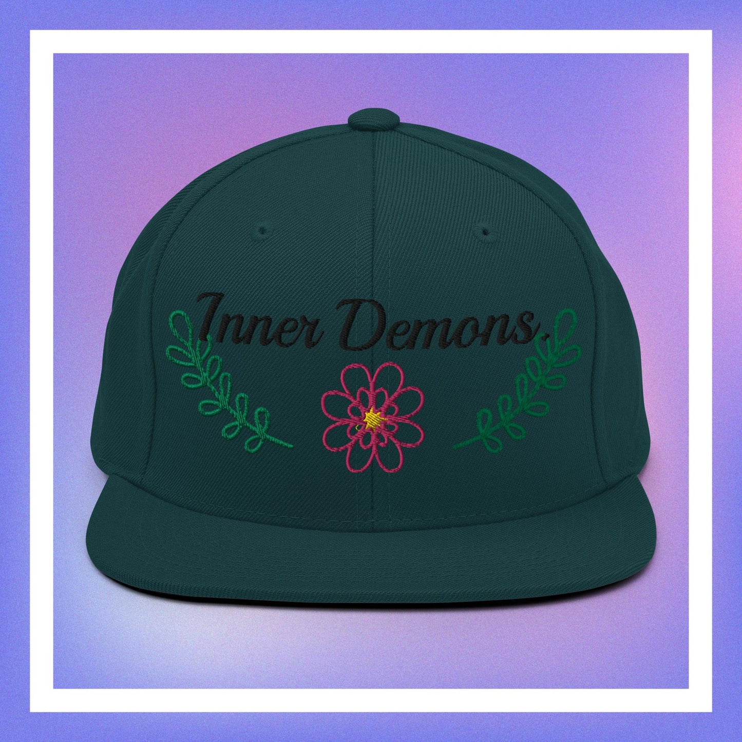 Green Flower Snapback Hat