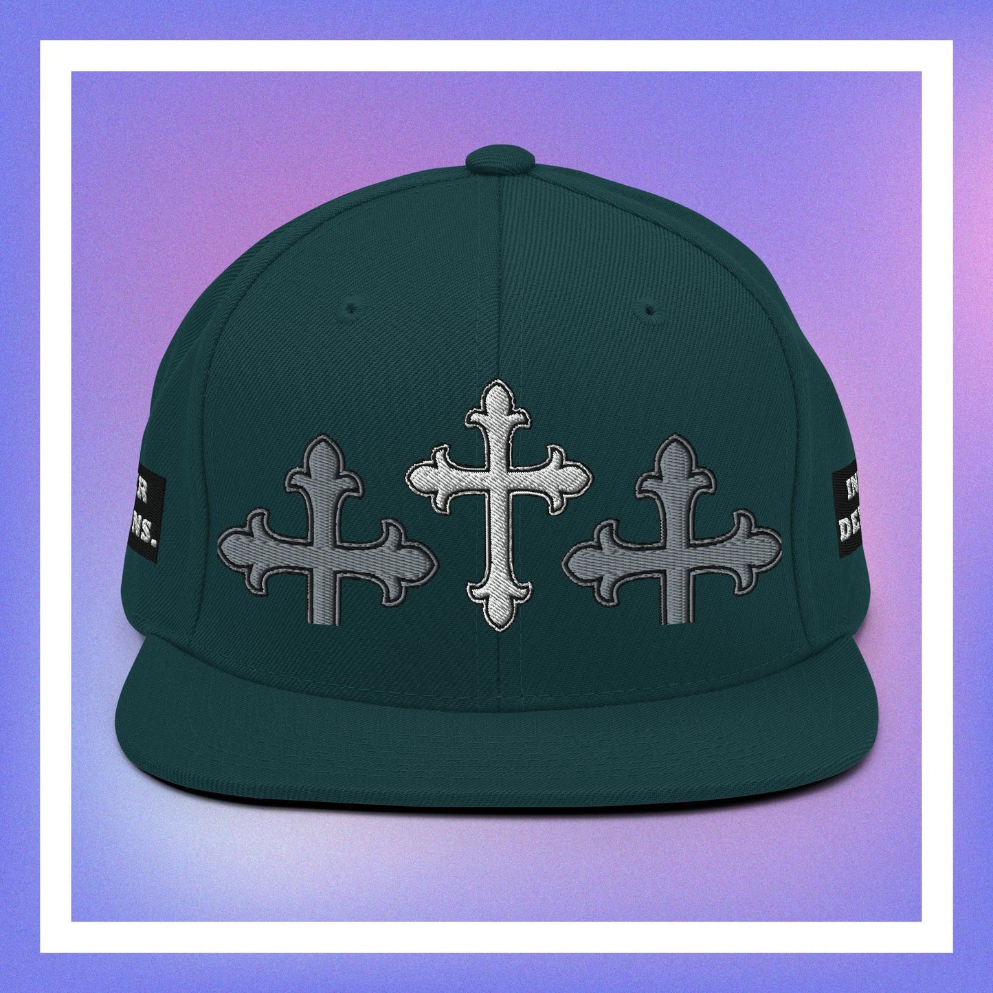 White Cross Snapback Hat